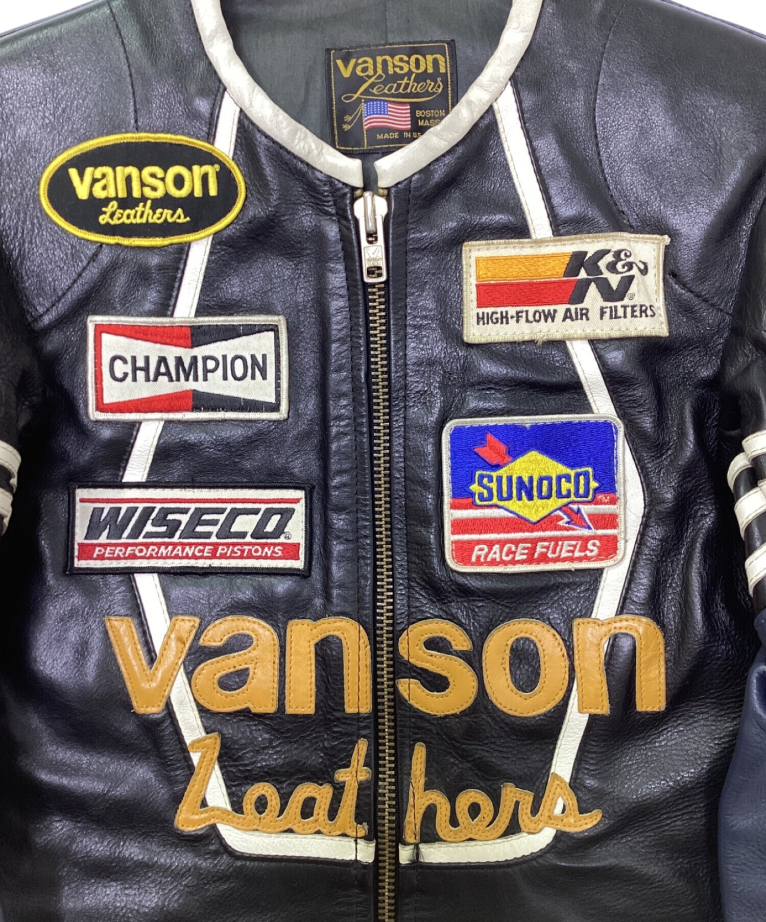 VANSON (バンソン) RACE JACKET PATCHES ブラック サイズ:38