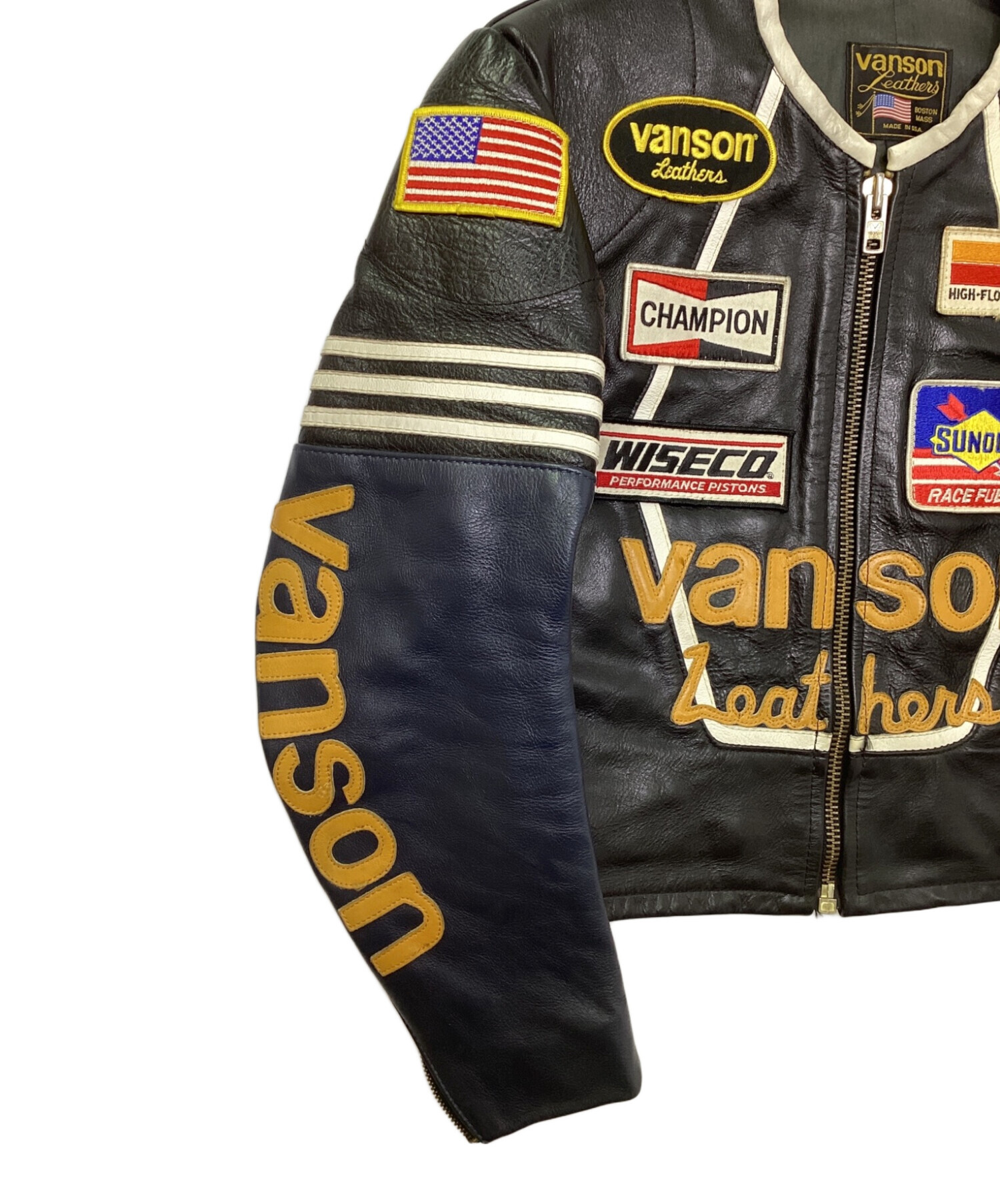 VANSON (バンソン) RACE JACKET PATCHES ブラック サイズ:38