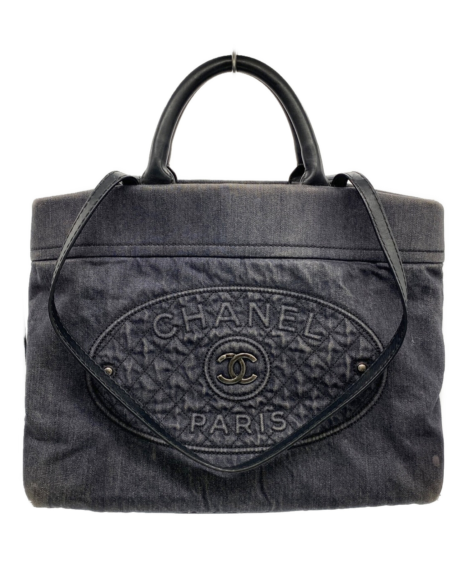 中古・古着通販】CHANEL (シャネル) デニムトートバッグ ブラック