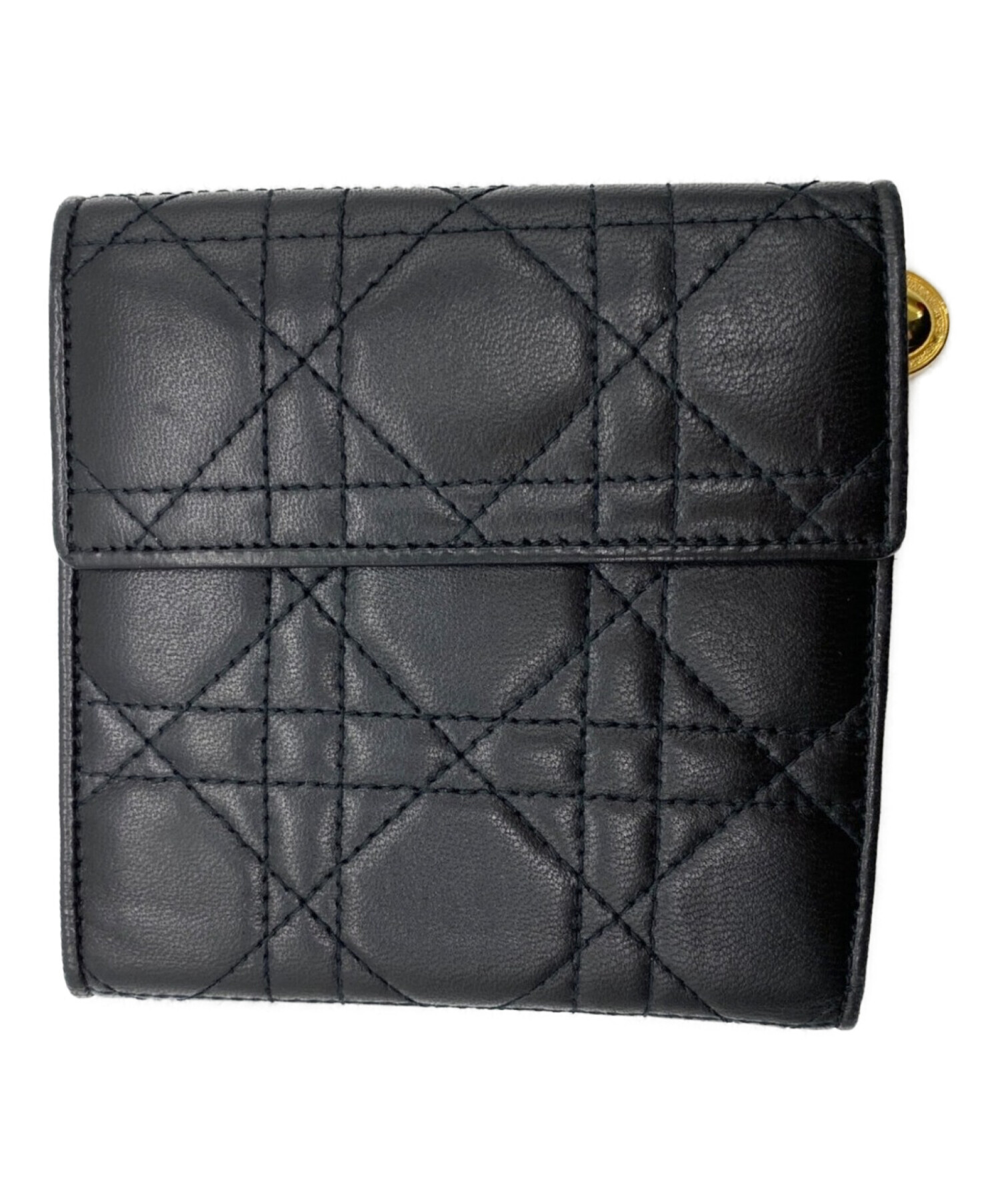 3u9o6a1f85【美品】Christian Dior クリスチャンディオール 二つ折り財布 黒
