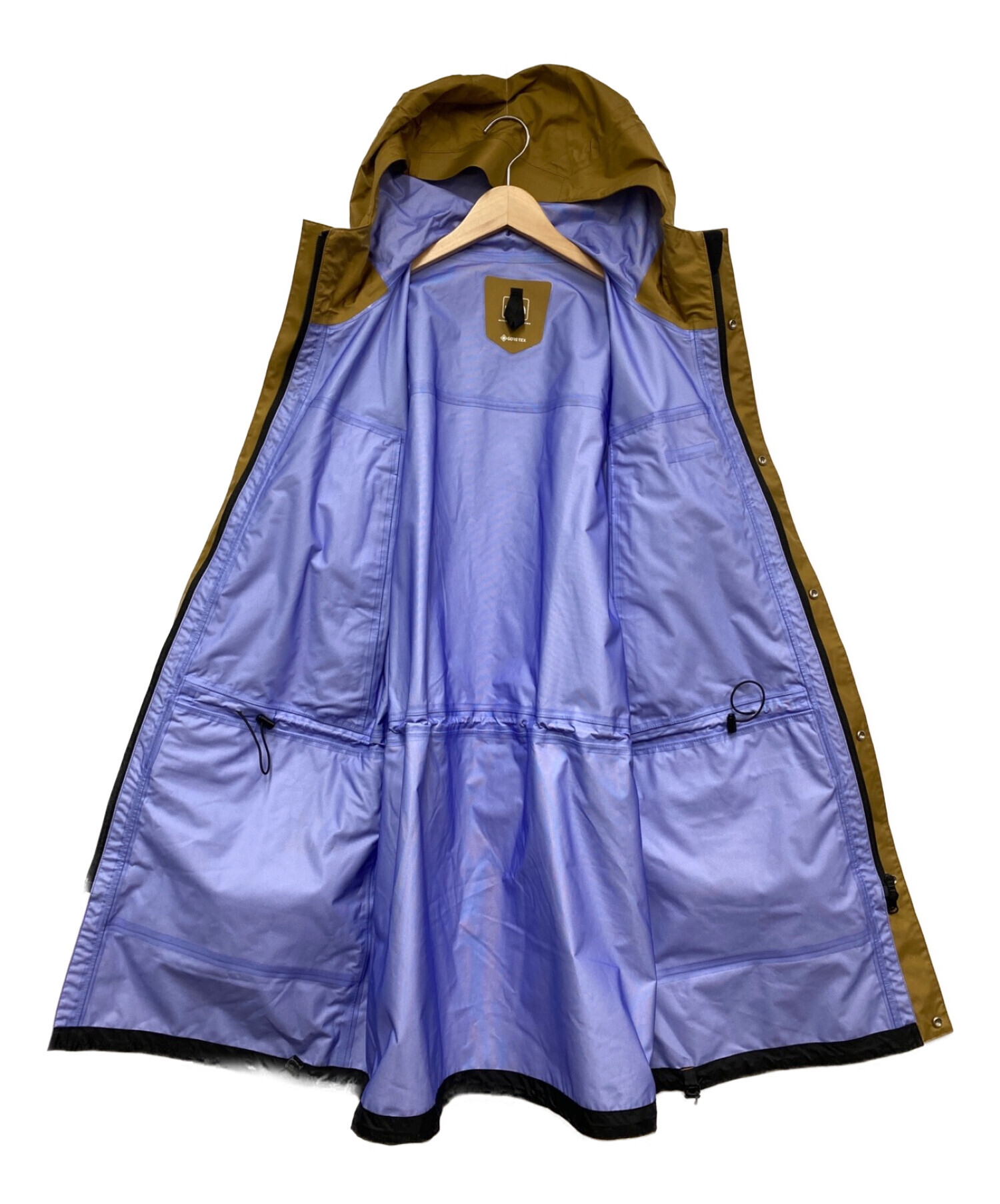 THE NORTH FACE (ザ ノース フェイス) フーデッドコート　Mountain Raintex Coat ベージュ×ブラック サイズ:M