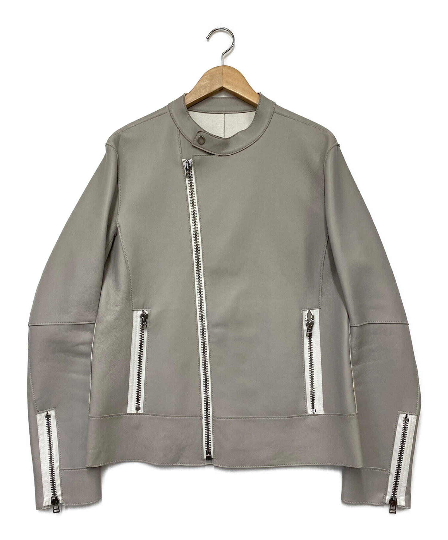 Calvin Klein (カルバンクライン) ラムレザージャケット グレー サイズ:38