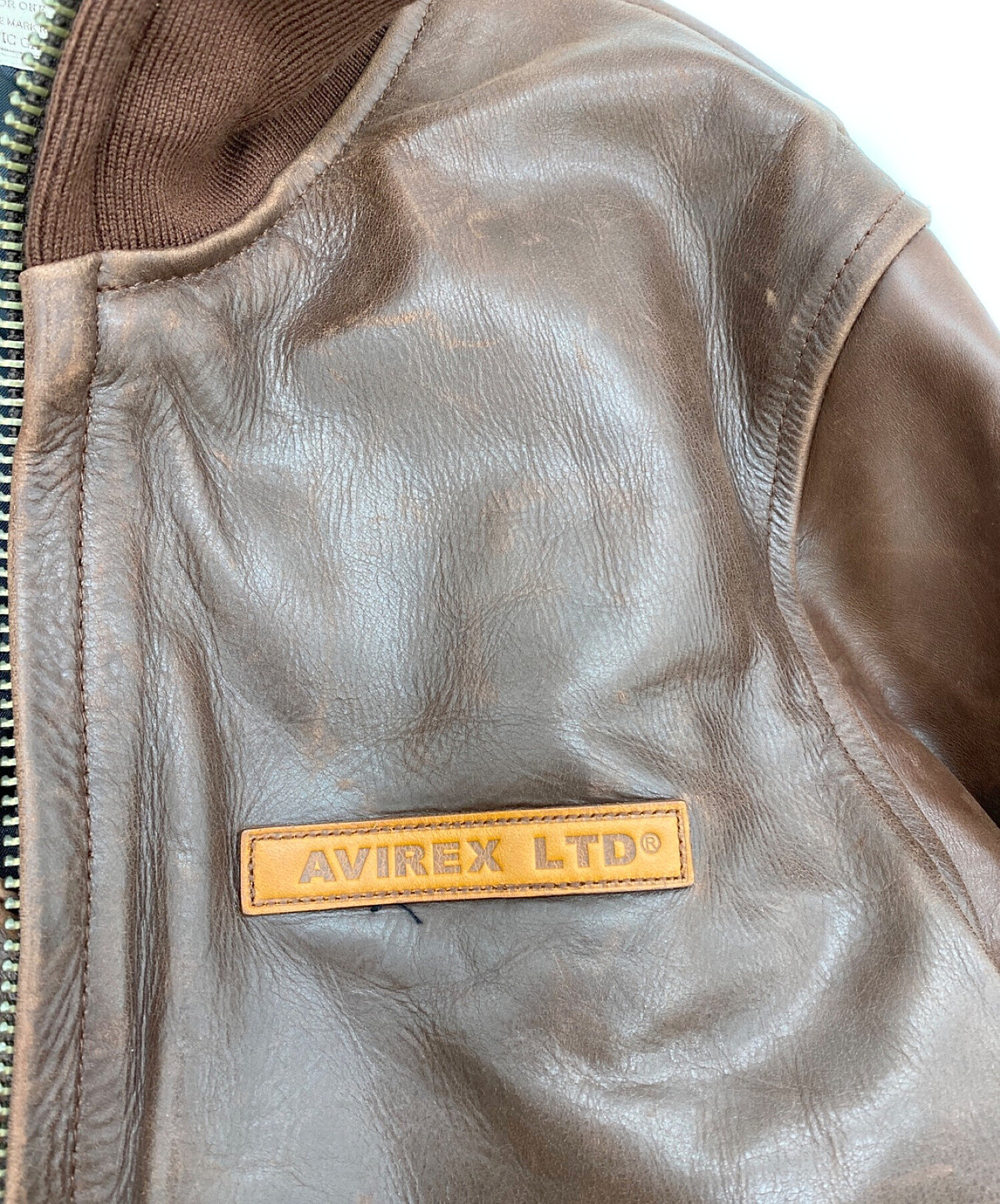 AVIREX (アヴィレックス) カウレザー タンカースジャケット ブラウン サイズ:Ｍ