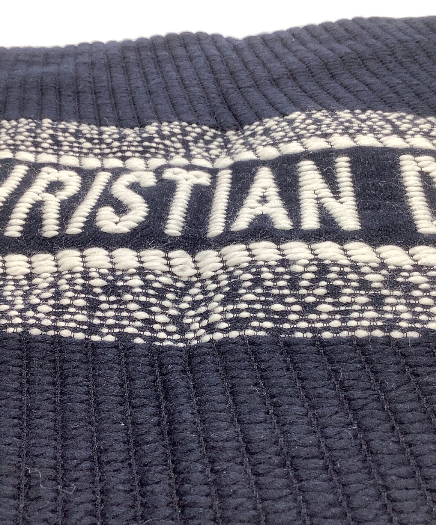 Christian Dior (クリスチャン ディオール) リバーシブルオブリークマフラー ネイビー