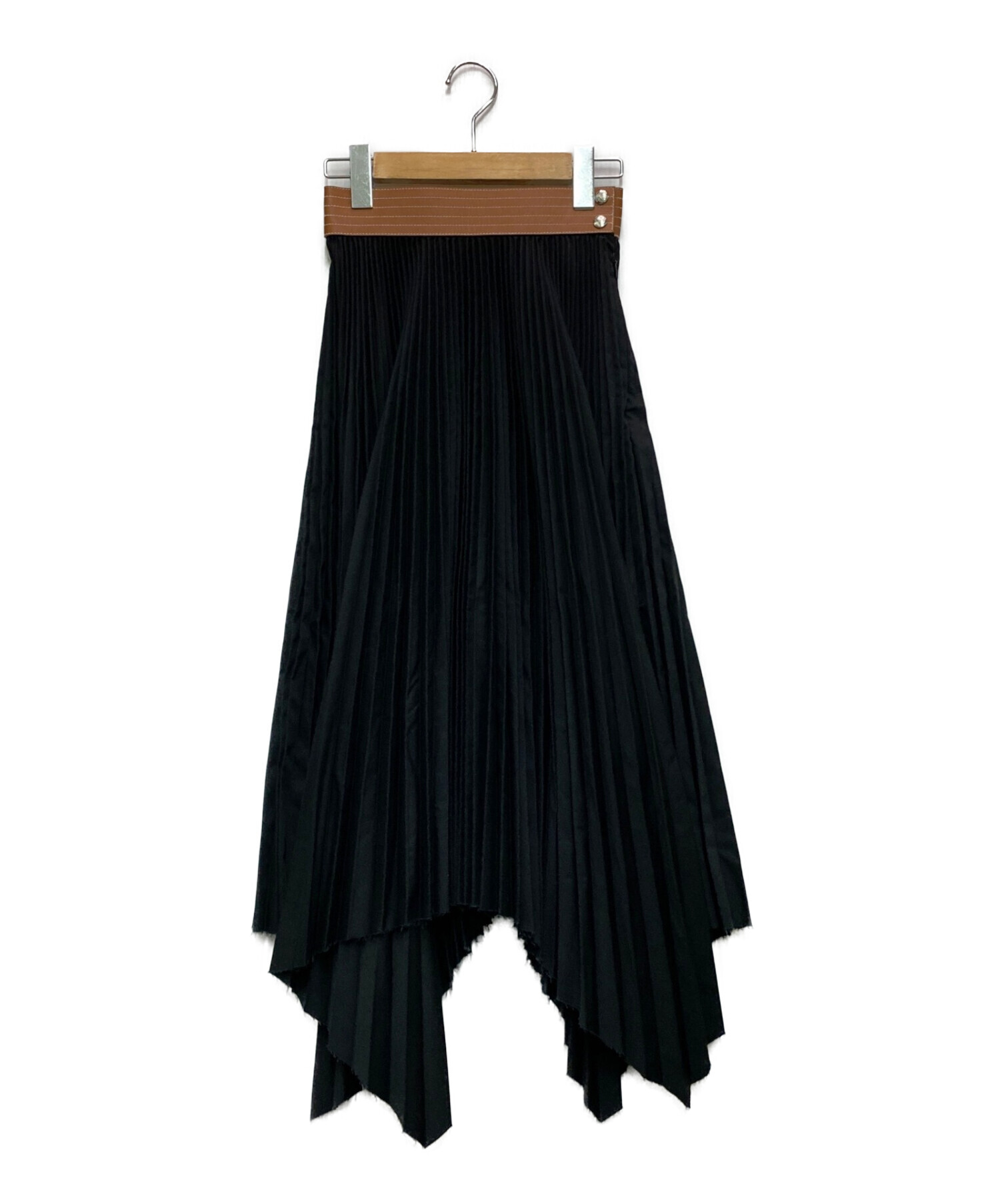 LOEWE (ロエベ) プリーツスカート ブラック×ブラウン サイズ:32