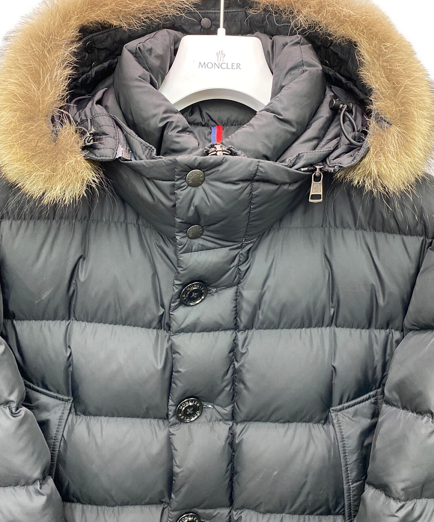 中古・古着通販】MONCLER (モンクレール) ファーフードダウンジャケット ブラック サイズ:4｜ブランド・古着通販 トレファク公式【TREFAC  FASHION】スマホサイト