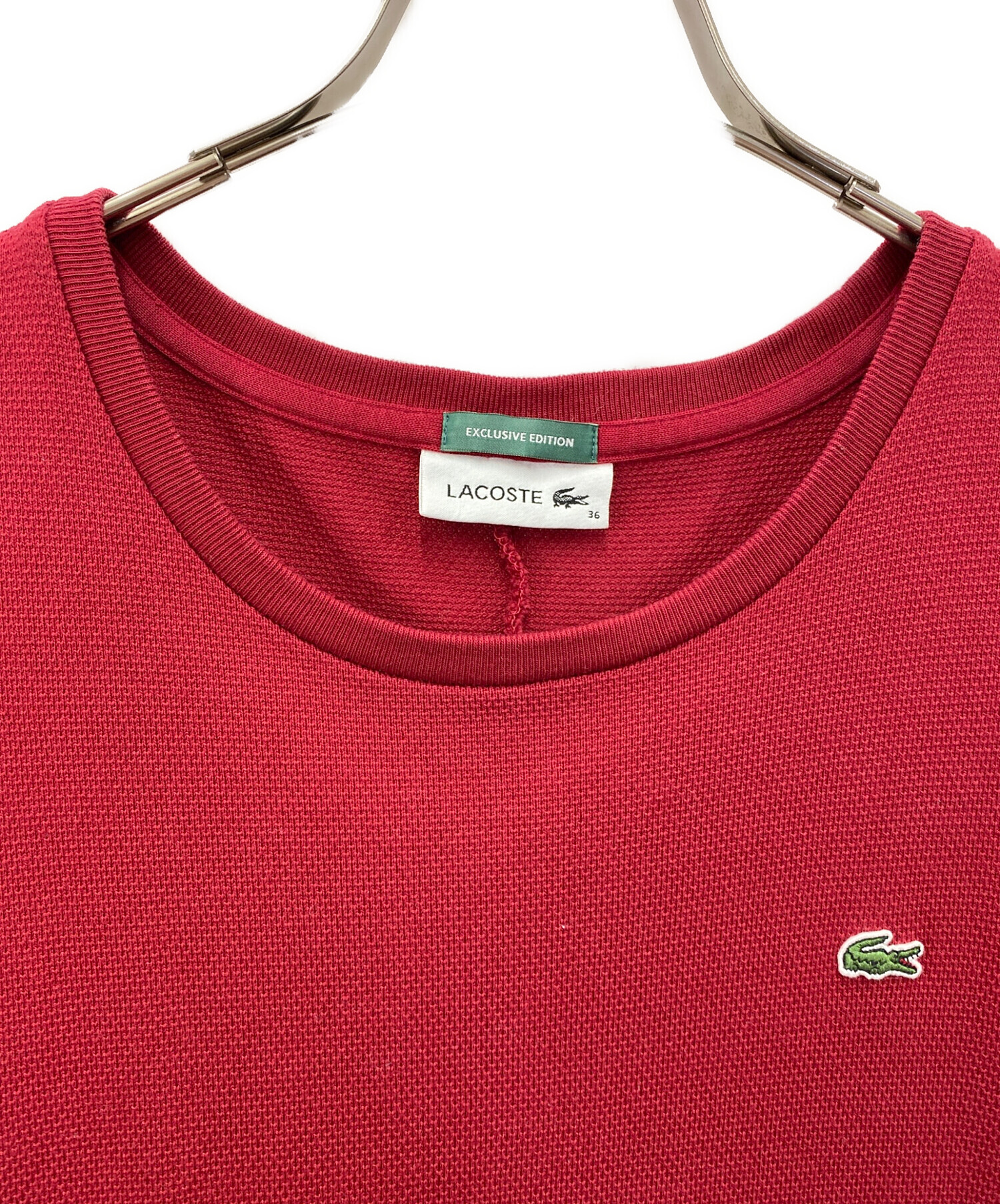 LACOSTE (ラコステ) B:MING LIFE STORE by BEAMS (ビーミングライフストア バイ ビームス)  鹿の子ノースリーブワンピース レッド サイズ:36