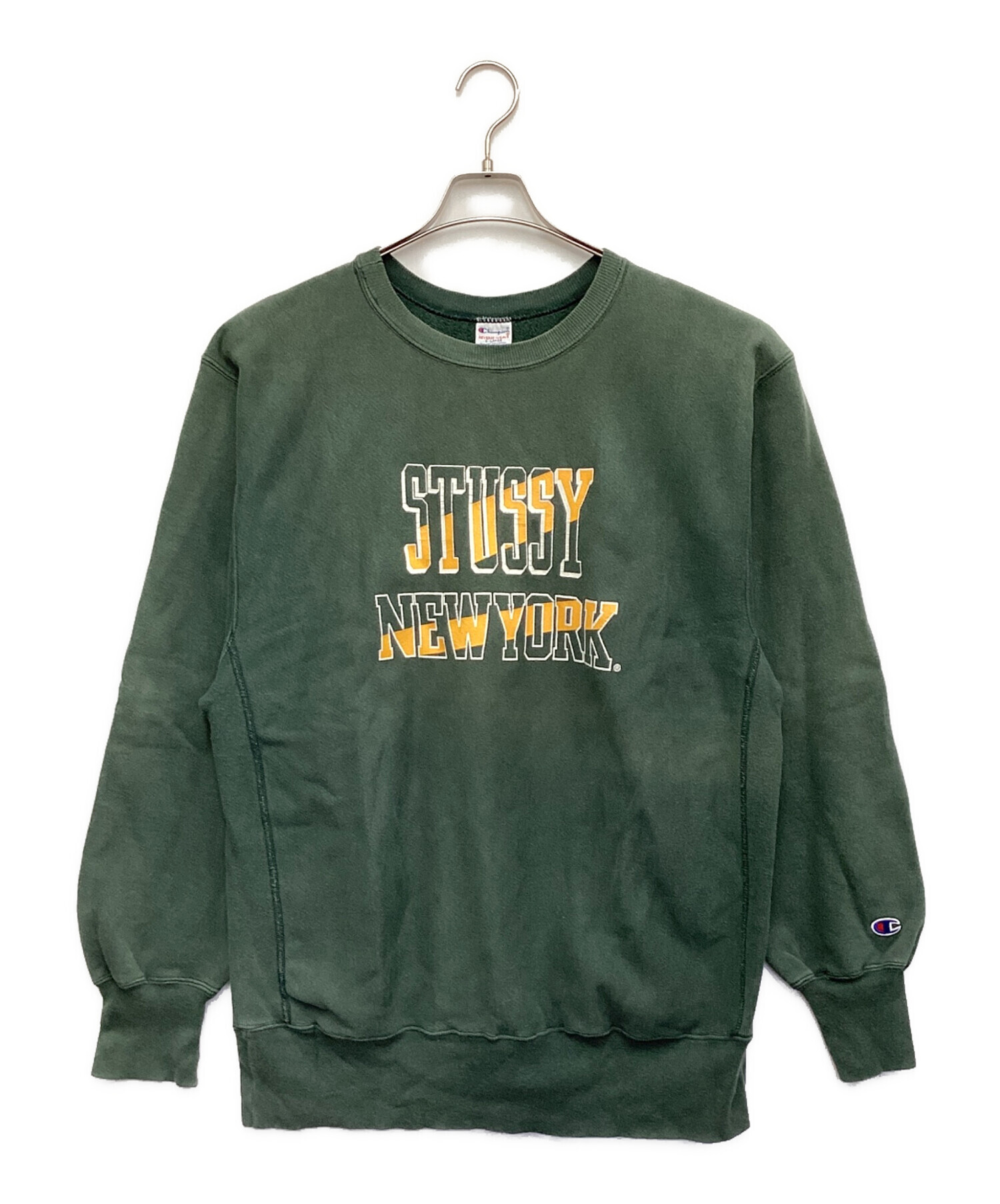 Champion REVERSE WEAVE (チャンピオンリバースウィーブ) stussy (ステューシー) 90s プリントスウェット グリーン  サイズ:X-LARGE