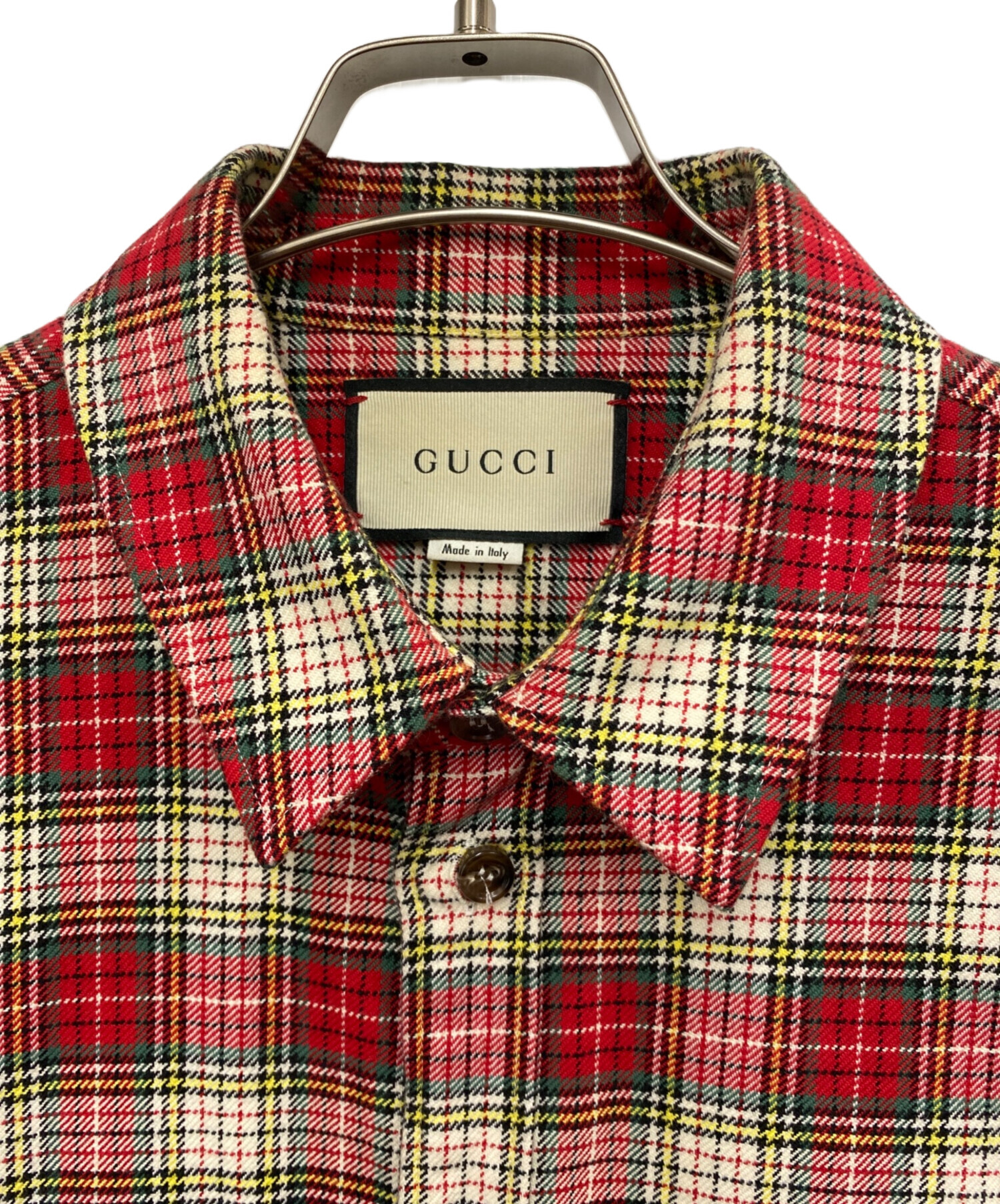 中古・古着通販】GUCCI (グッチ) バック刺繍チェックシャツ レッド×グリーン サイズ:54｜ブランド・古着通販 トレファク公式【TREFAC  FASHION】スマホサイト