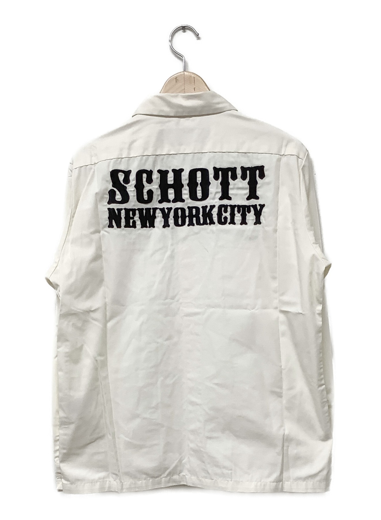 Schott (ショット) モーターサイクルロゴオープンカラーシャツ ホワイト サイズ:M 未使用品