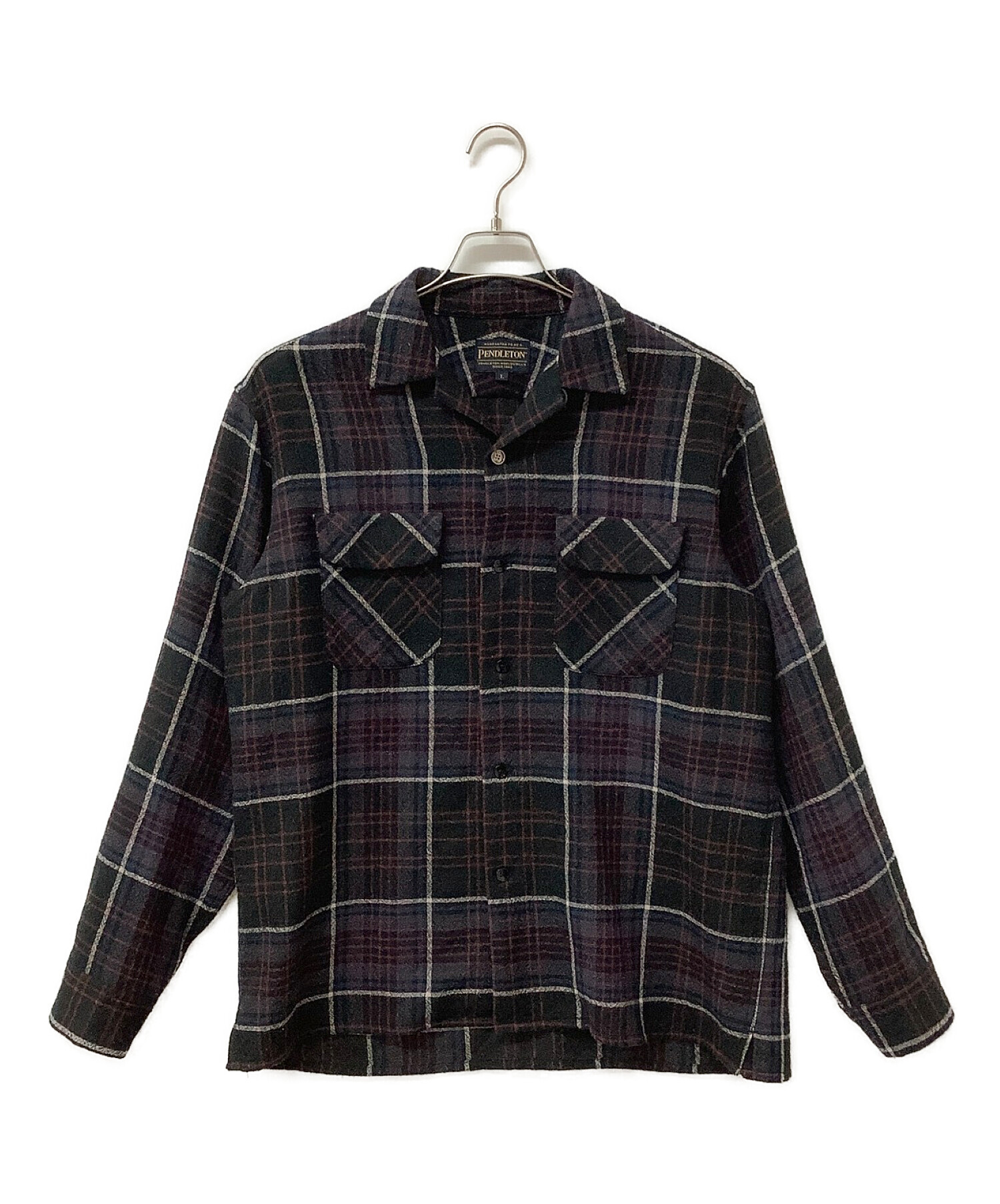 PENDLETON (ペンドルトン) BILL WALL LEATHER (ビルウォールレザー) オンブレチェックシャツ ネイビー×マルチ サイズ:L