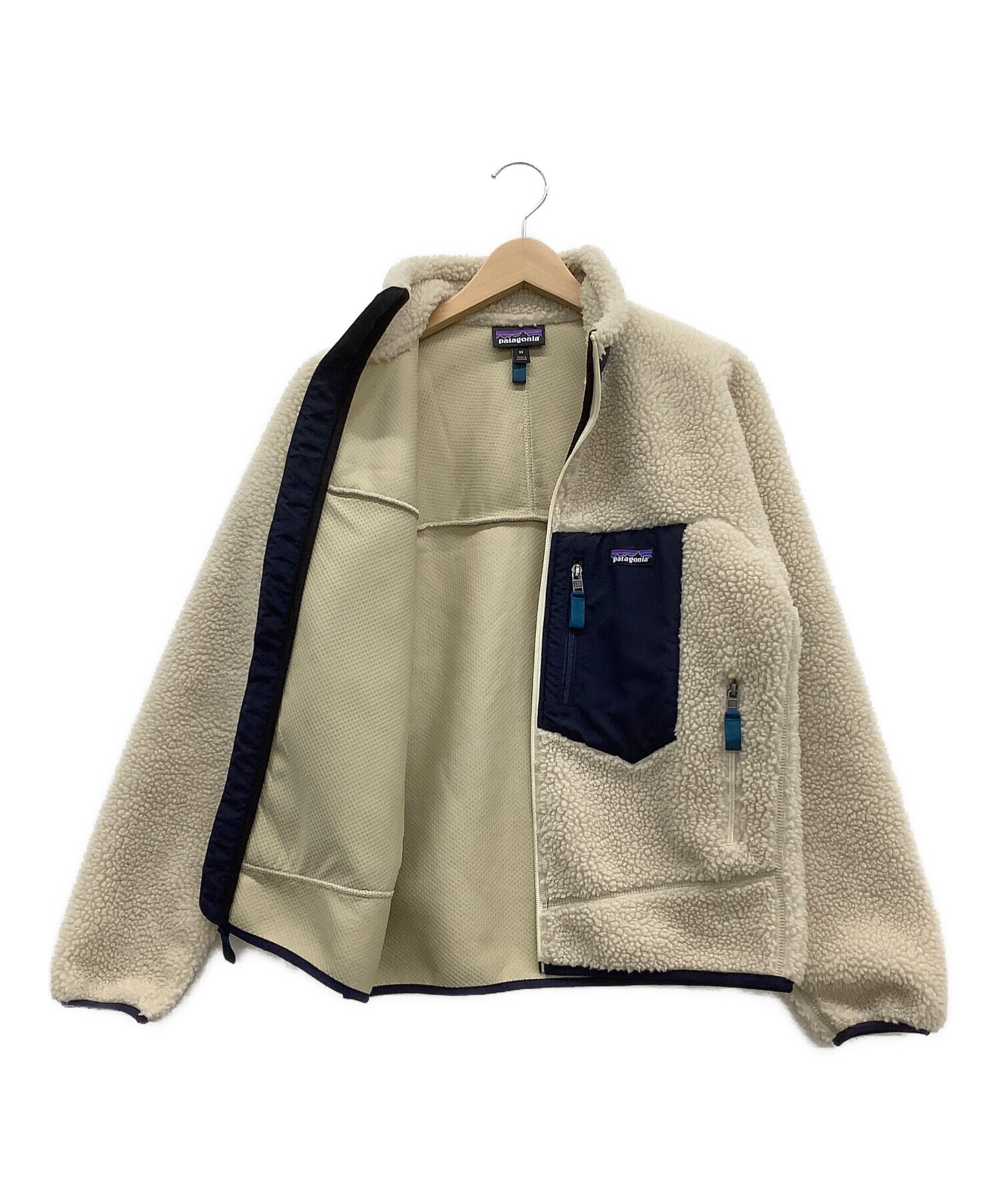 Patagonia (パタゴニア) クラシックレトロXジャケット アイボリー×ネイビー サイズ:XS