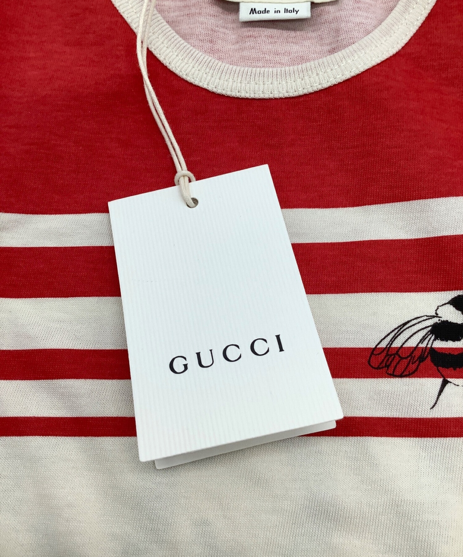 中古・古着通販】GUCCI (グッチ) Tシャツ ホワイ×レッド サイズ:36 未