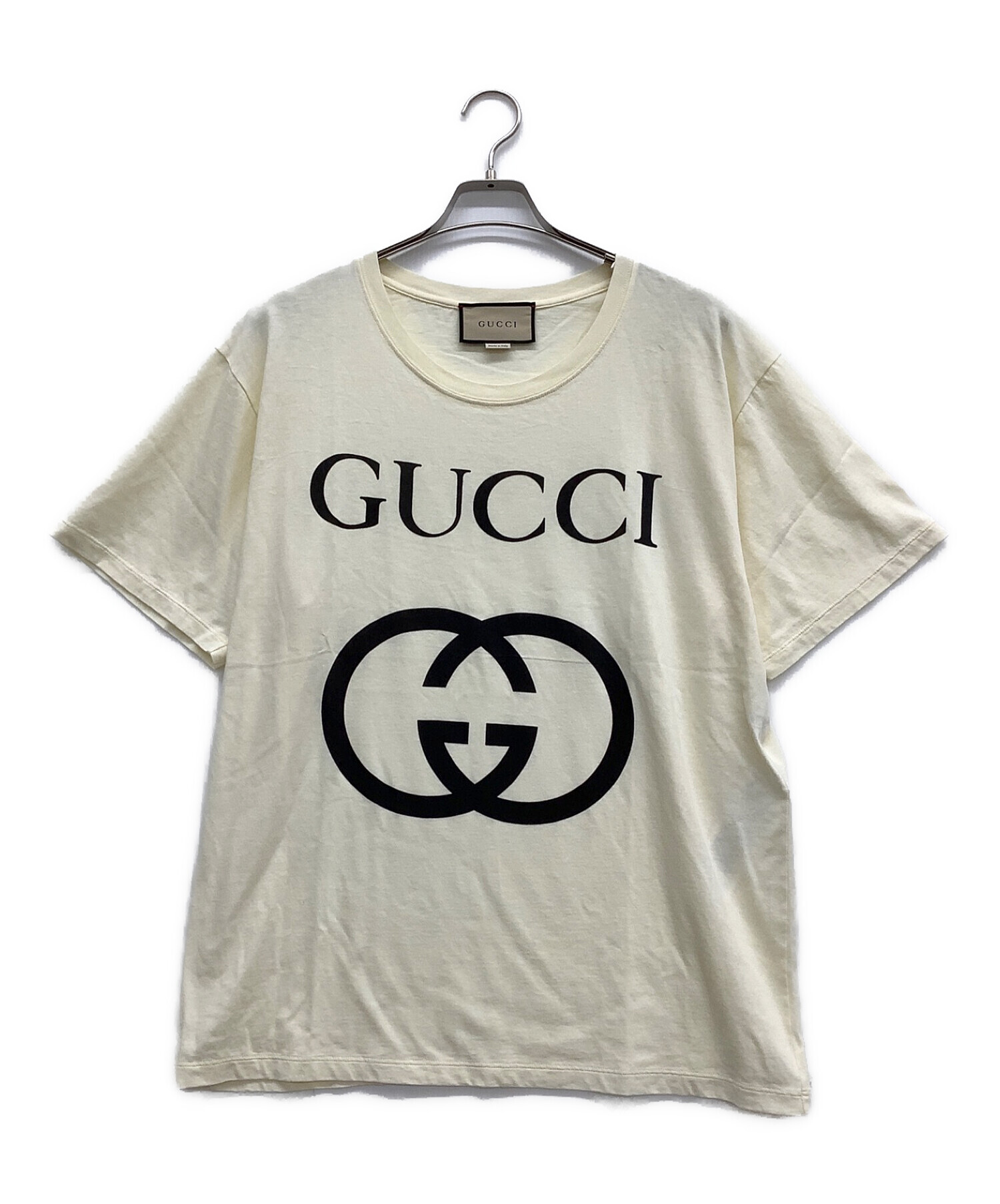 GUCCI (グッチ) インターロッキングGロゴプリントTシャツ アイボリー サイズ:XL