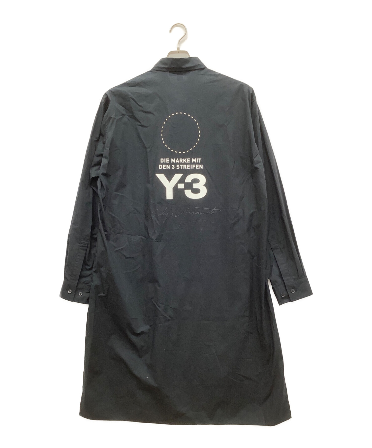 Y-3 (ワイスリー) バックロゴプリント ロングボタンシャツ ブラック サイズ:L