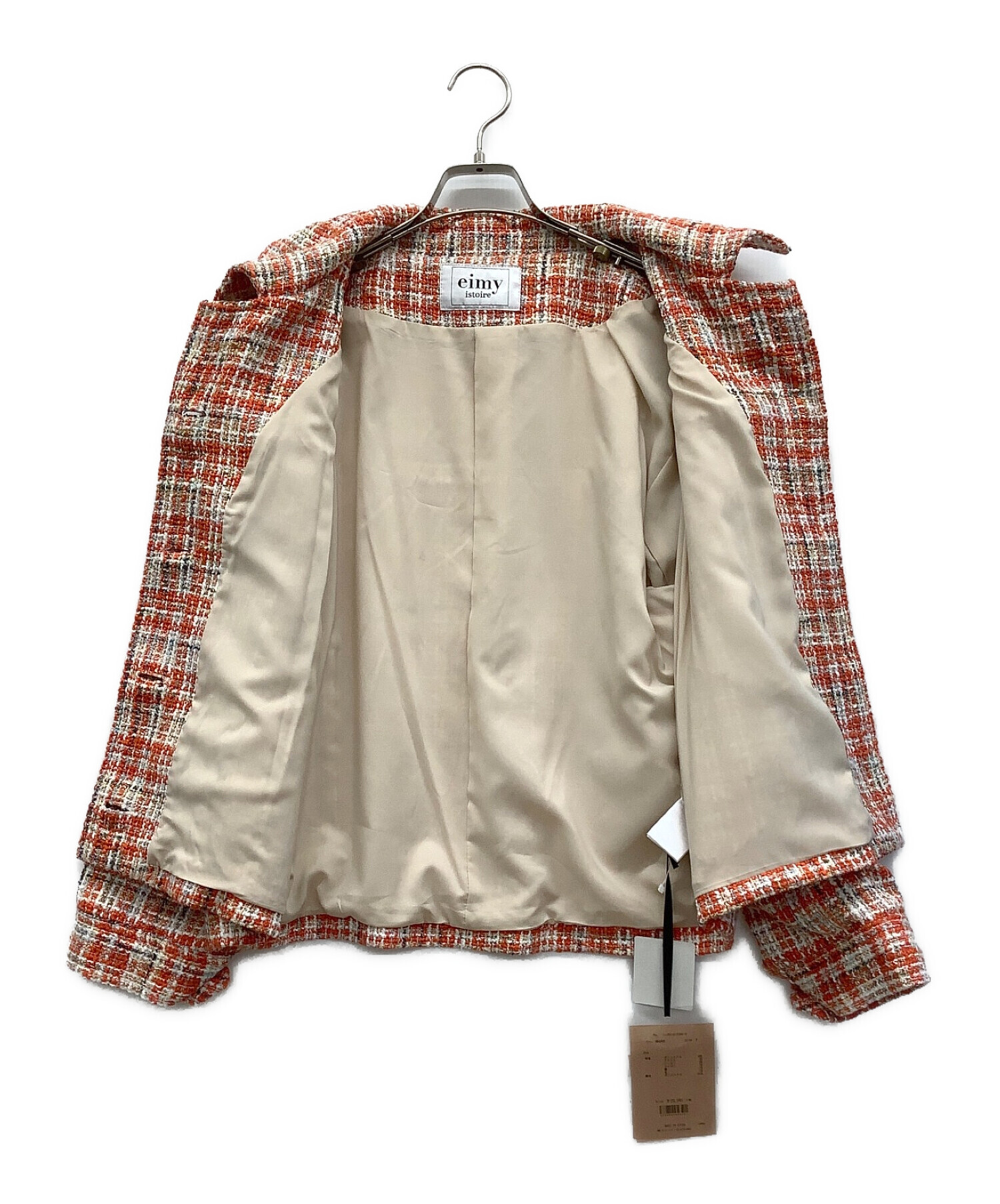 eimy istoire (エイミーイストワール) スプリングツイードジャケット ホワイト×オレンジ サイズ:F