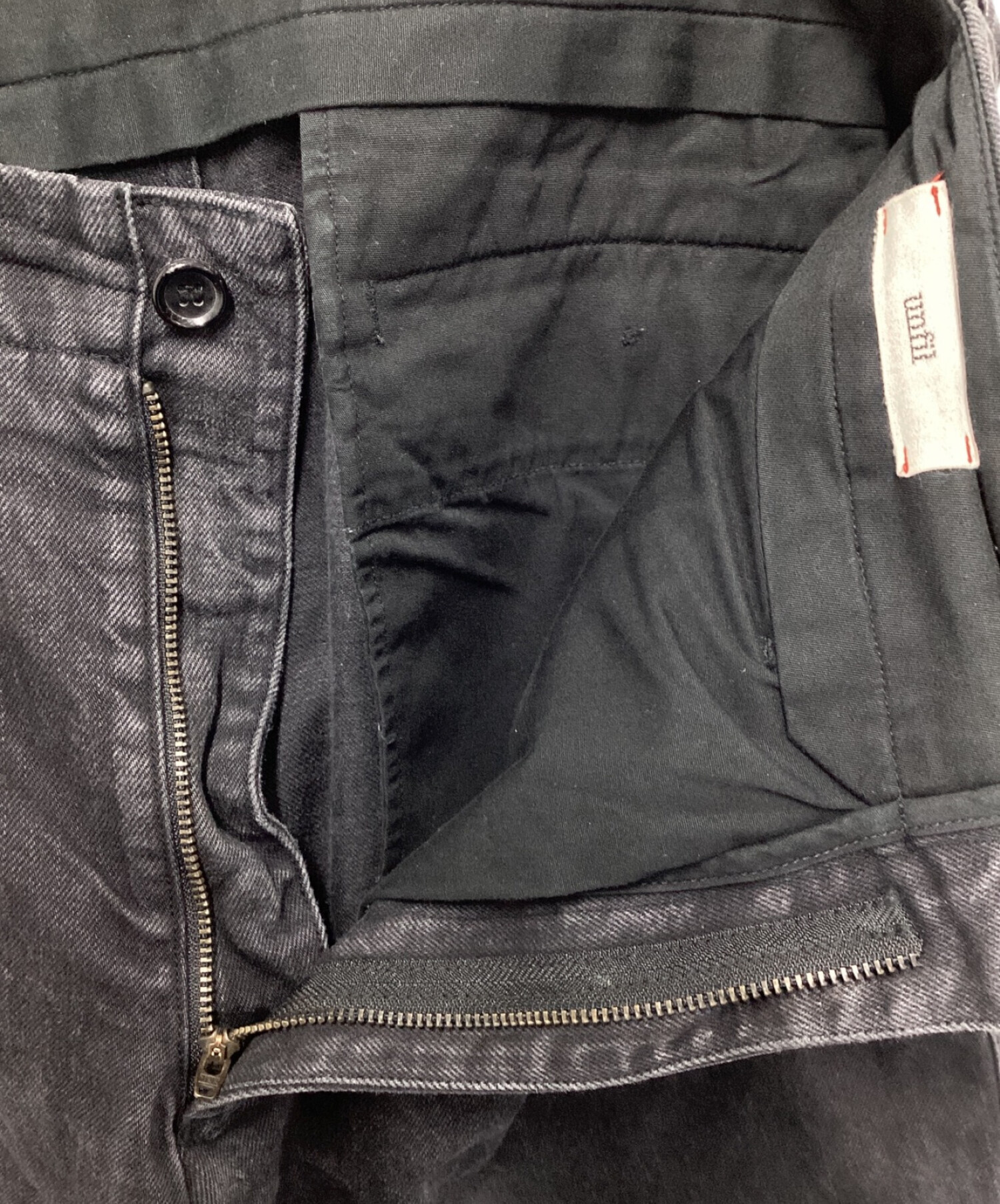 中古・古着通販】UNFIL (アンフィル) 14oz organic cotton denim 2tuck trousers （14オンスオーガニックコットンデニムツータックトラウザース） ブラック サイズ:４｜ブランド・古着通販 トレファク公式【TREFAC  FASHION】スマホサイト