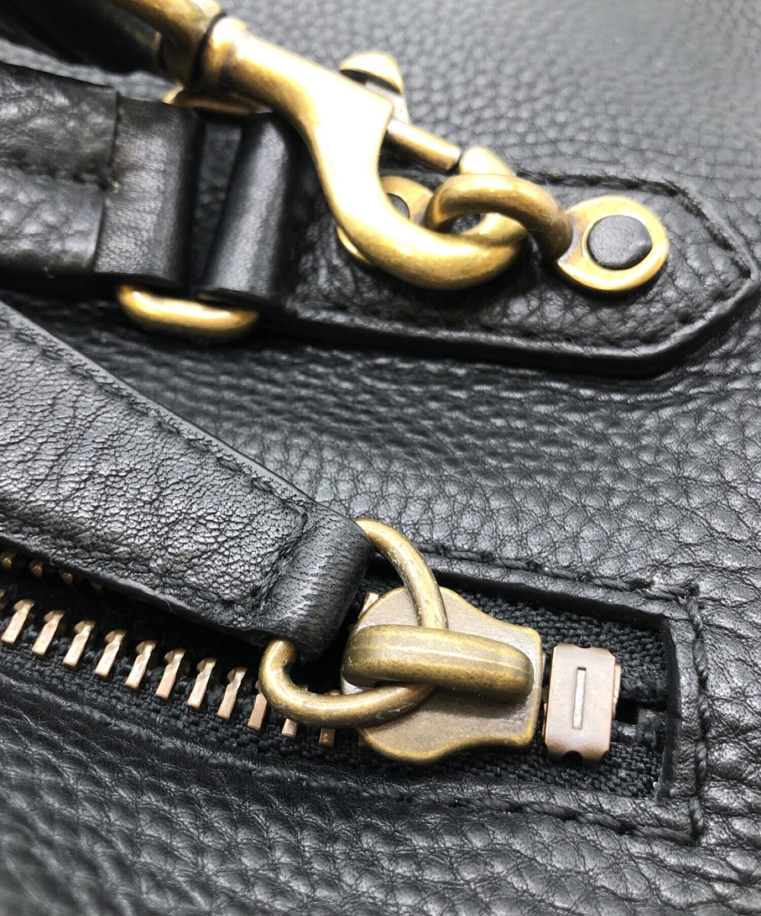 中古・古着通販】COACH (コーチ) レザーショルダーバッグ ブラック