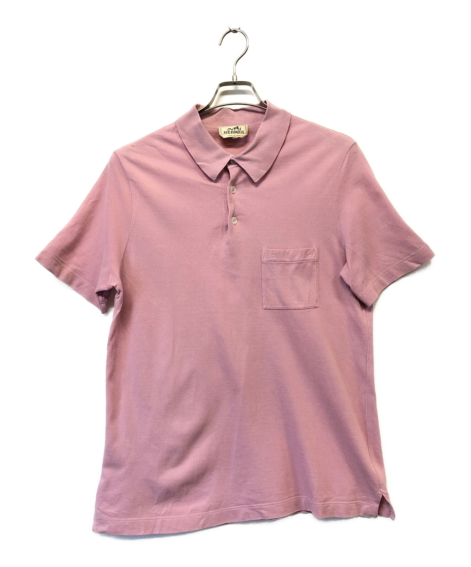 HERMES (エルメス) ポロシャツ　メンズ　ピンク　S　H刺繍　IZE L　 ピンク サイズ:SIZE L