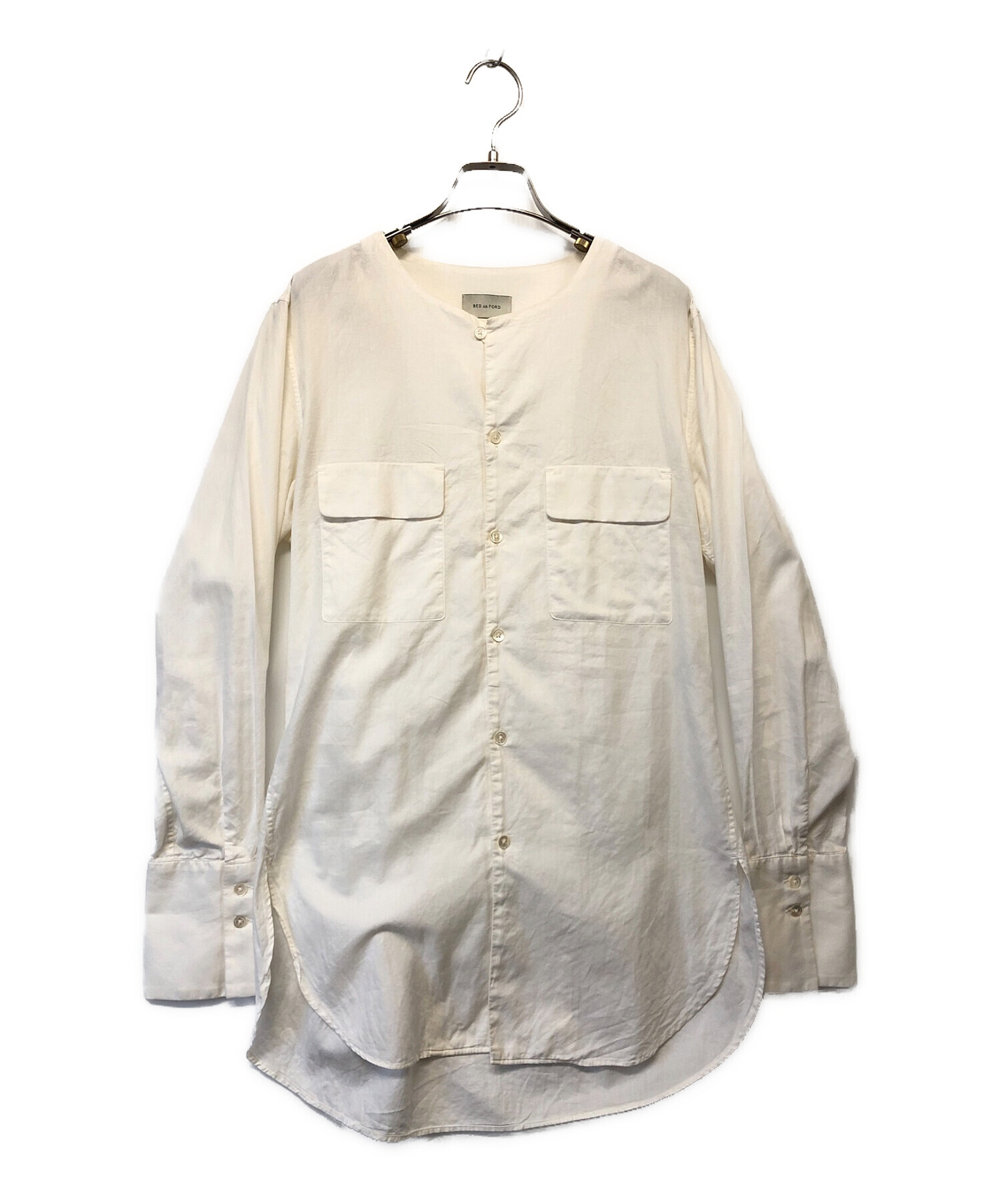 BED J.W. FORD (ベッドフォード) ノーカラーシャツ ホワイト サイズ:1