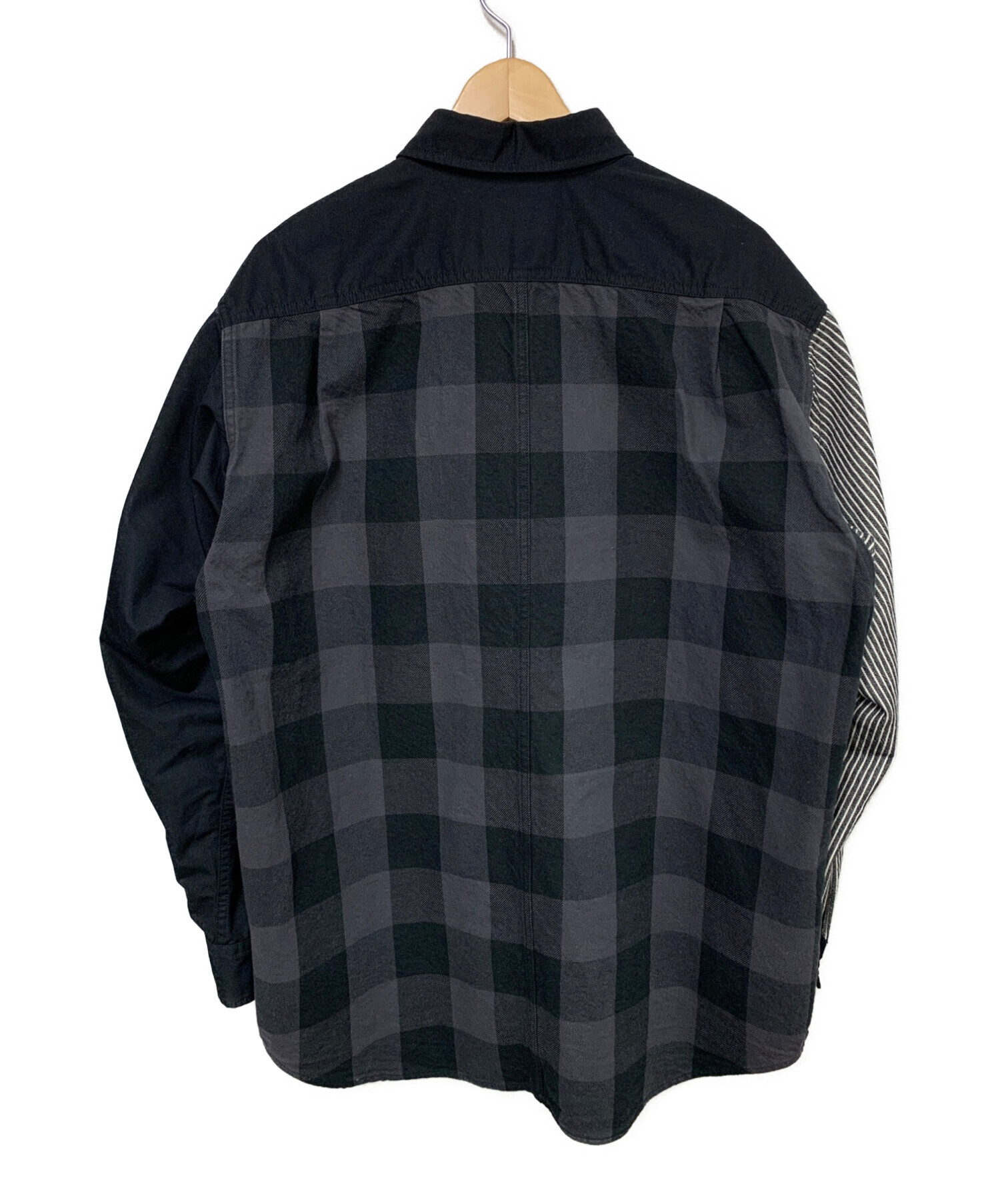 THE NORTHFACE PURPLELABEL (ザノースフェイス パープルレーベル) Plaid Patchwork Shirt  (プレイドパッチワークシャツ) ブラック サイズ:size M