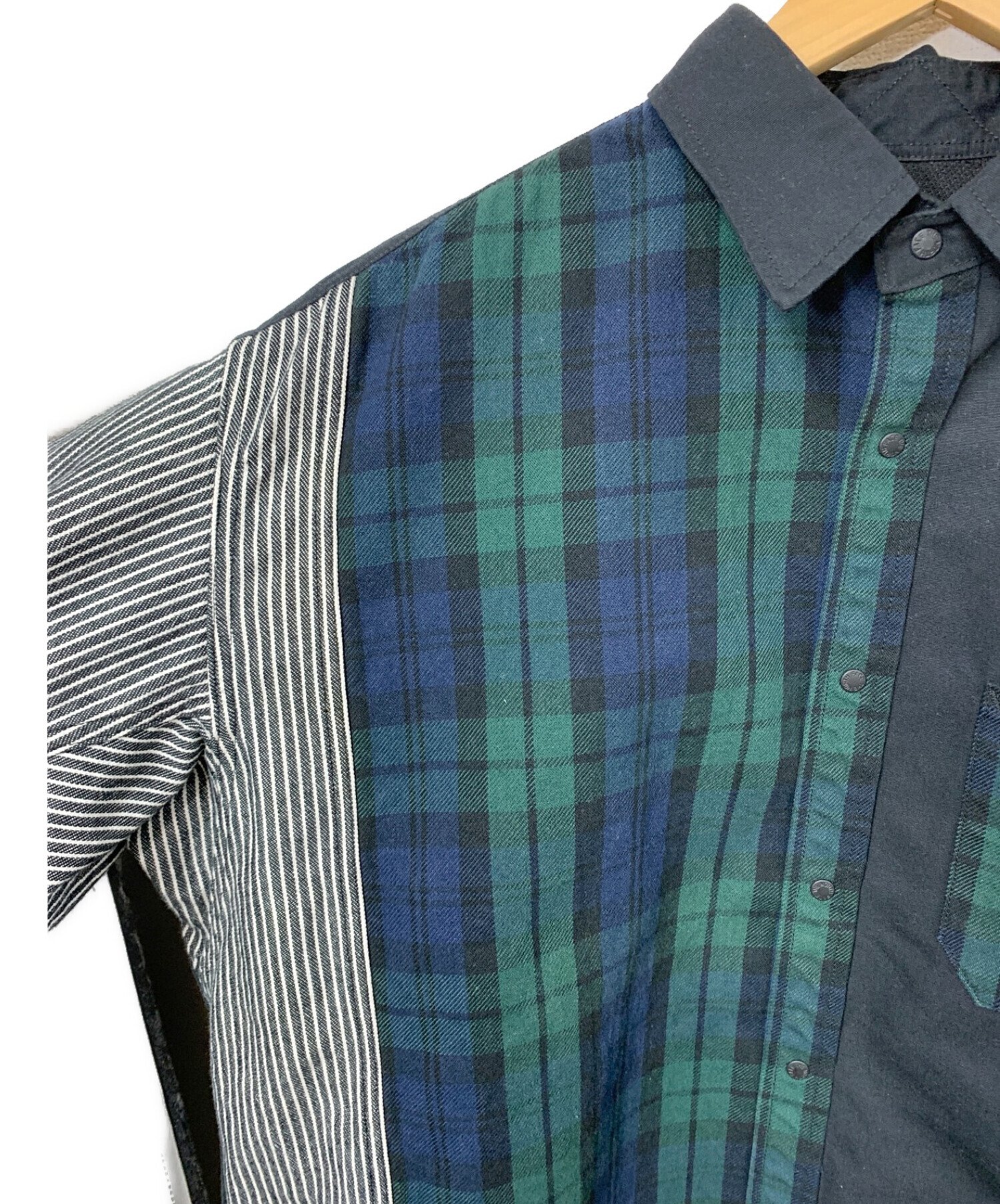 THE NORTHFACE PURPLELABEL (ザノースフェイス パープルレーベル) Plaid Patchwork Shirt  (プレイドパッチワークシャツ) ブラック サイズ:size M