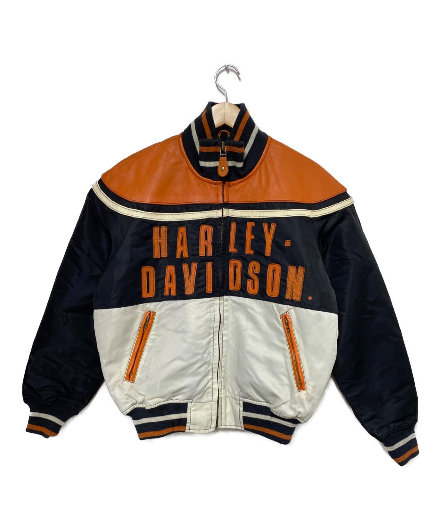 HARLEY-DAVIDSON (ハーレーダビッドソン) ライダースジャケット ブラック×オレンジ サイズ:L