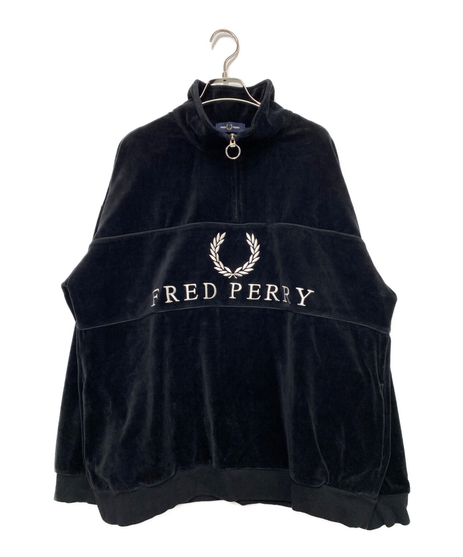 FRED PERRY (フレッドペリー) ハーフジップスウェット ブラック サイズ:SIZE L