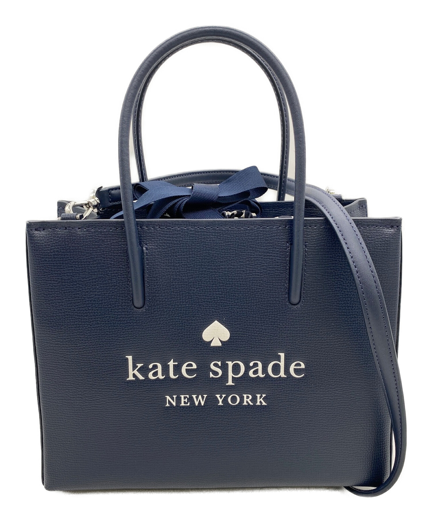Kate Spade (ケイトスペード) トリスタレザーショッパーバッグ ネイビー×ホワイト