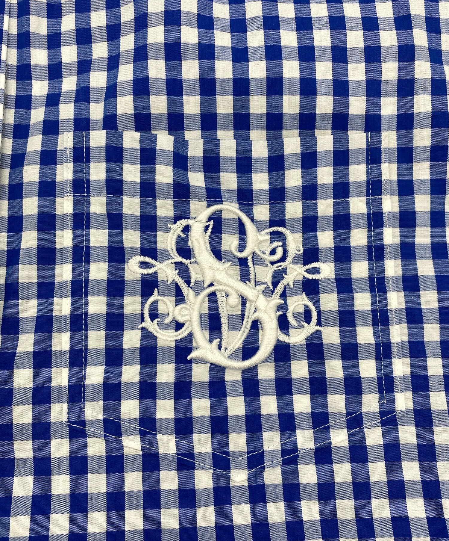 SEVEN TEN (セブンテン) 刺繍オックスシャツ ブルー×ホワイト サイズ:S