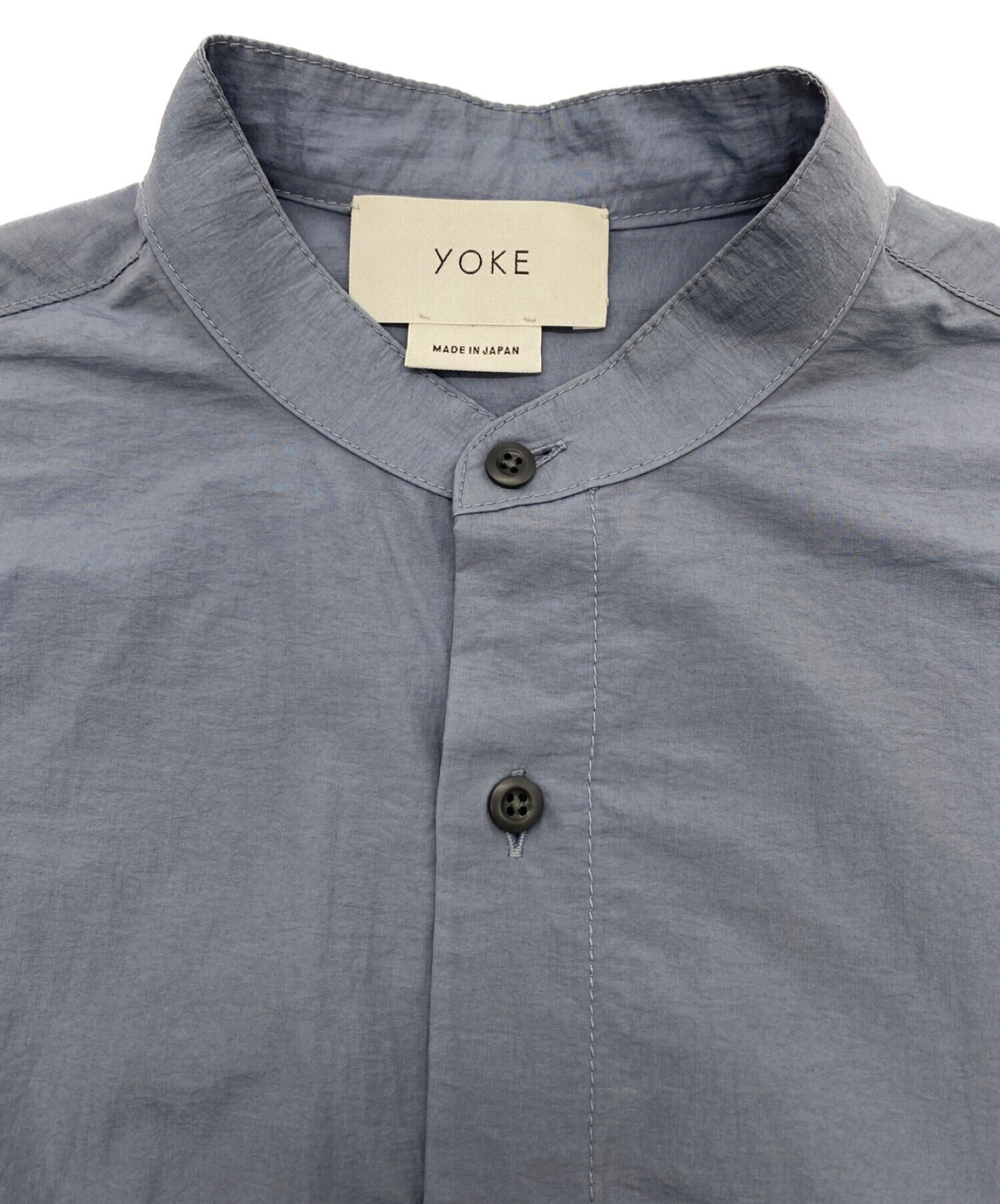 YOKE (ヨーク) バンドカラーシャツ ネイビー サイズ:SIZE S