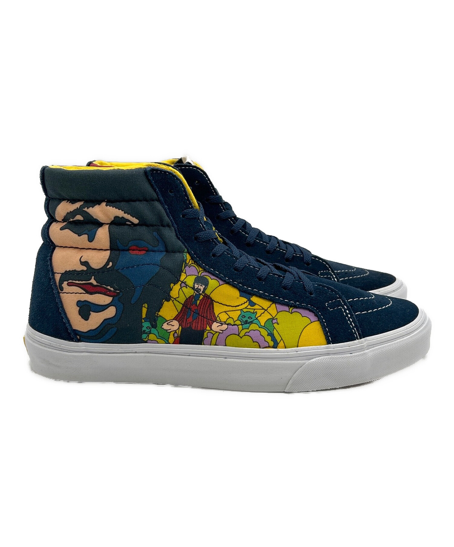 VANS (バンズ) THE BEATLES (ビートルズ) ハイカットスニーカー ネイビー×イエロー サイズ:US9.5