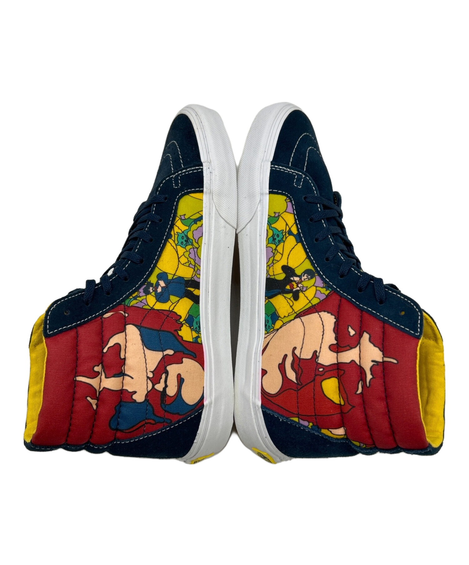 VANS (バンズ) THE BEATLES (ビートルズ) ハイカットスニーカー ネイビー×イエロー サイズ:US9.5