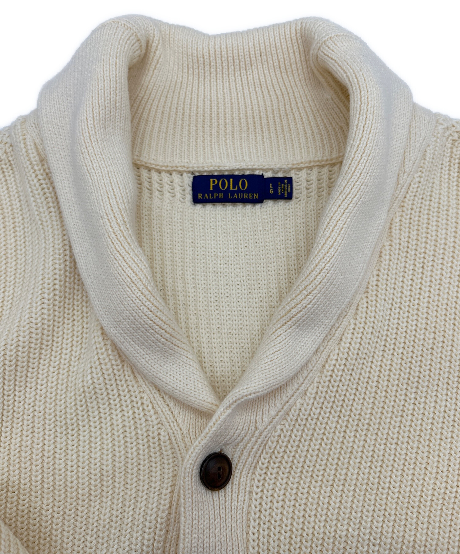 中古・古着通販】POLO RALPH LAUREN (ポロ・ラルフローレン) ショールカラーカーディガン ベージュ サイズ:SIZE L｜ブランド・古着通販  トレファク公式【TREFAC FASHION】スマホサイト