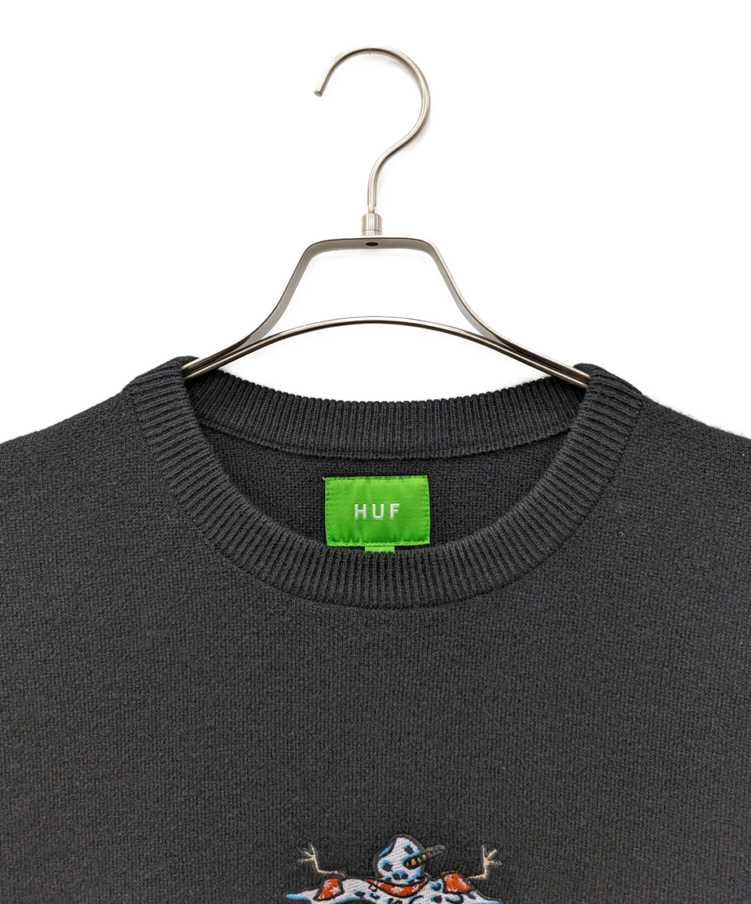 中古・古着通販】HUF (ハフ) クルーネックニット ブラック サイズ:XL