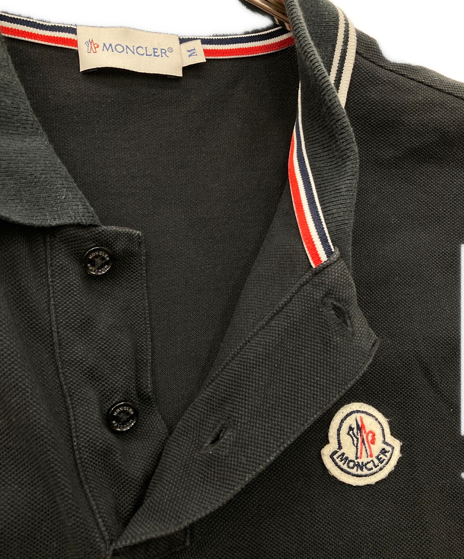 MONCLER (モンクレール) ロゴ ワンポイント ポロシャツ ブラック サイズ:M