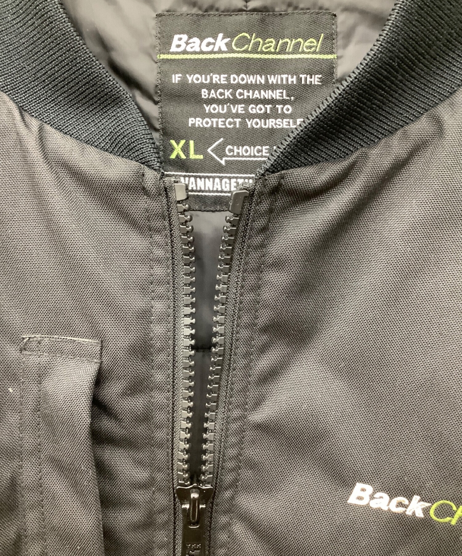 BACK CHANNEL (バックチャンネル) コーデュラナイロンMA-1ジャケット ブラック サイズ:XL