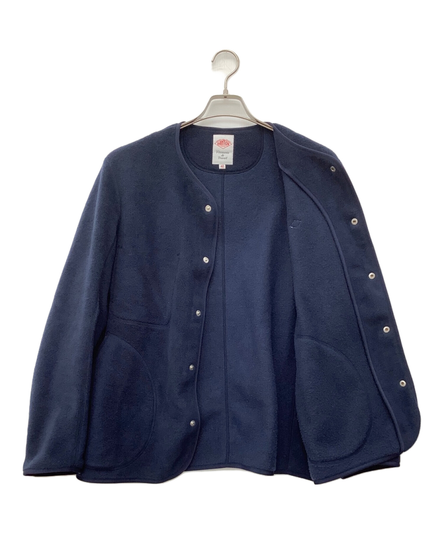 DANTON (ダントン) FLEECE COLLARLESS JACKET ネイビー サイズ:42