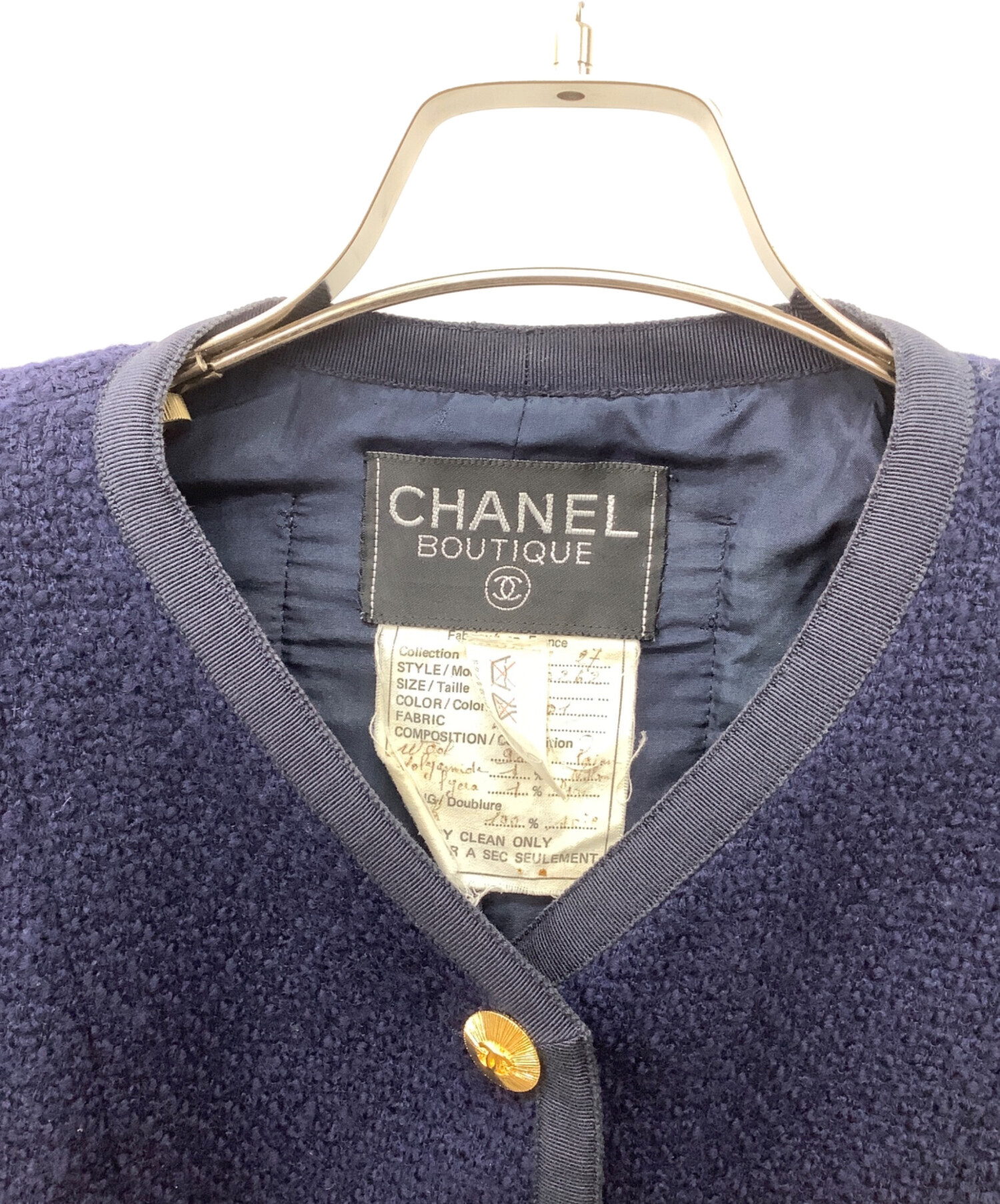 中古・古着通販】CHANEL (シャネル) ヴィンテージツイードジャケット ネイビー サイズ:38｜ブランド・古着通販 トレファク公式【TREFAC  FASHION】スマホサイト