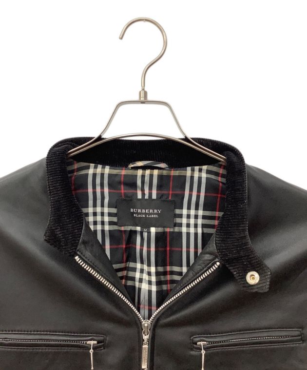 中古・古着通販】BURBERRY BLACK LABEL (バーバリーブラックレーベル) シープレザーシングルライダースジャケット ブラック  サイズ:М｜ブランド・古着通販 トレファク公式【TREFAC FASHION】スマホサイト