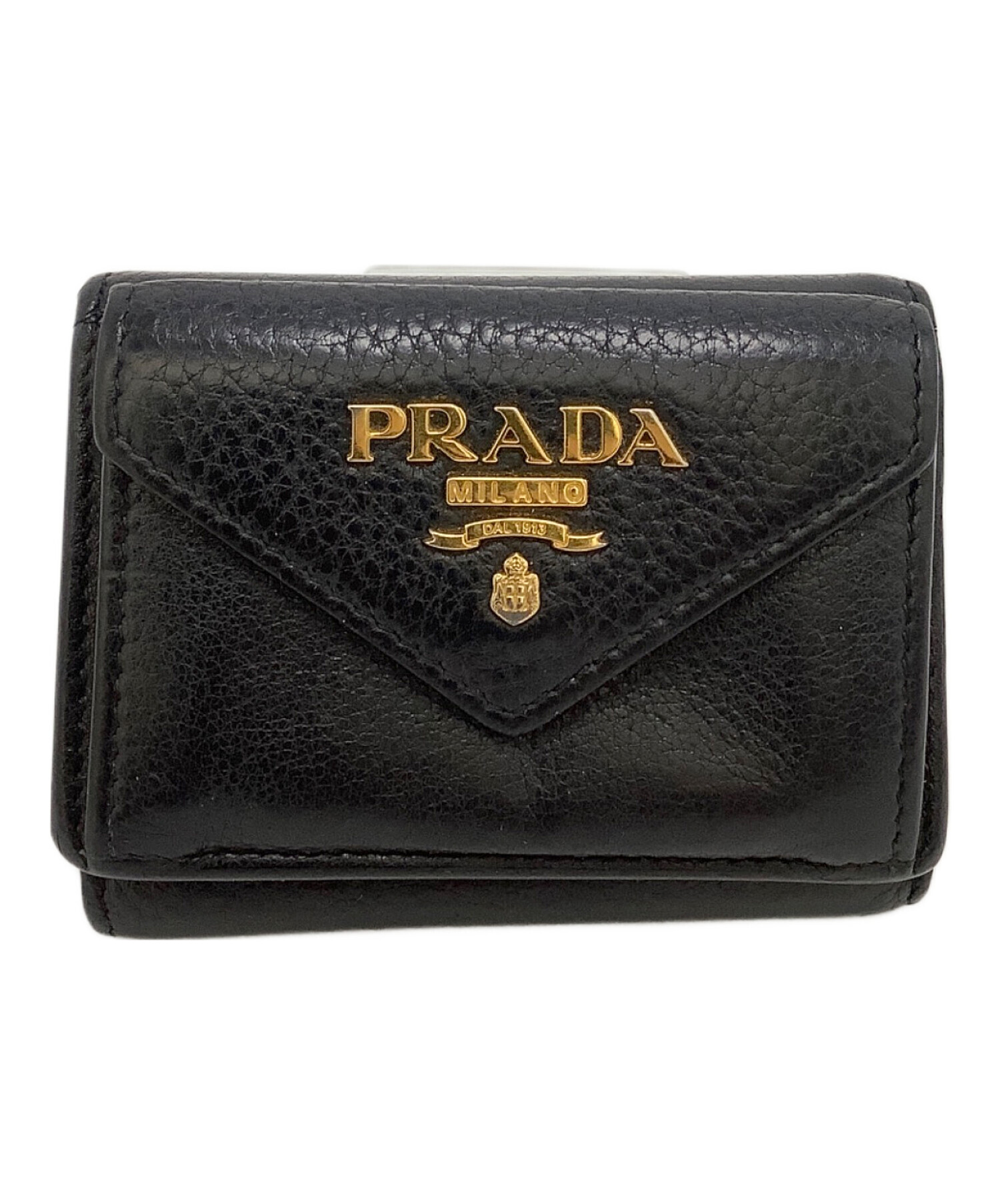 中古・古着通販】PRADA (プラダ) コンパクトウォレット ブラック×ゴールド｜ブランド・古着通販 トレファク公式【TREFAC  FASHION】スマホサイト