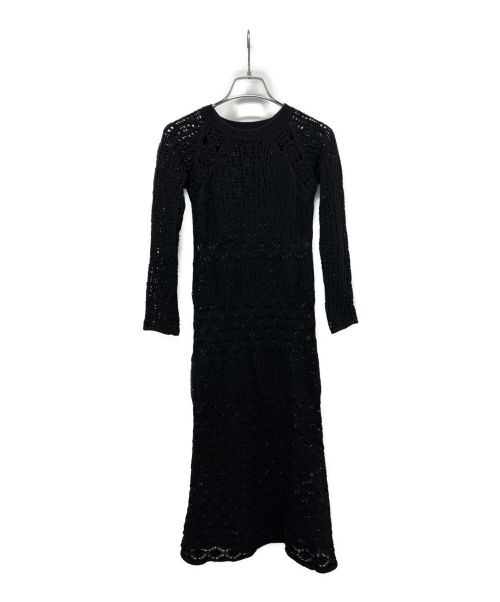 中古・古着通販】AMERI (アメリ) CROCHET RAGLAN LONG DRESS ブラック