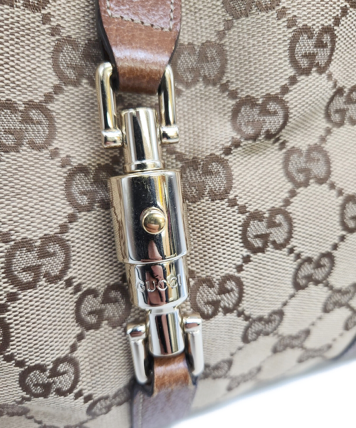 中古・古着通販】GUCCI (グッチ) トートバッグ ベージュ×ブラック