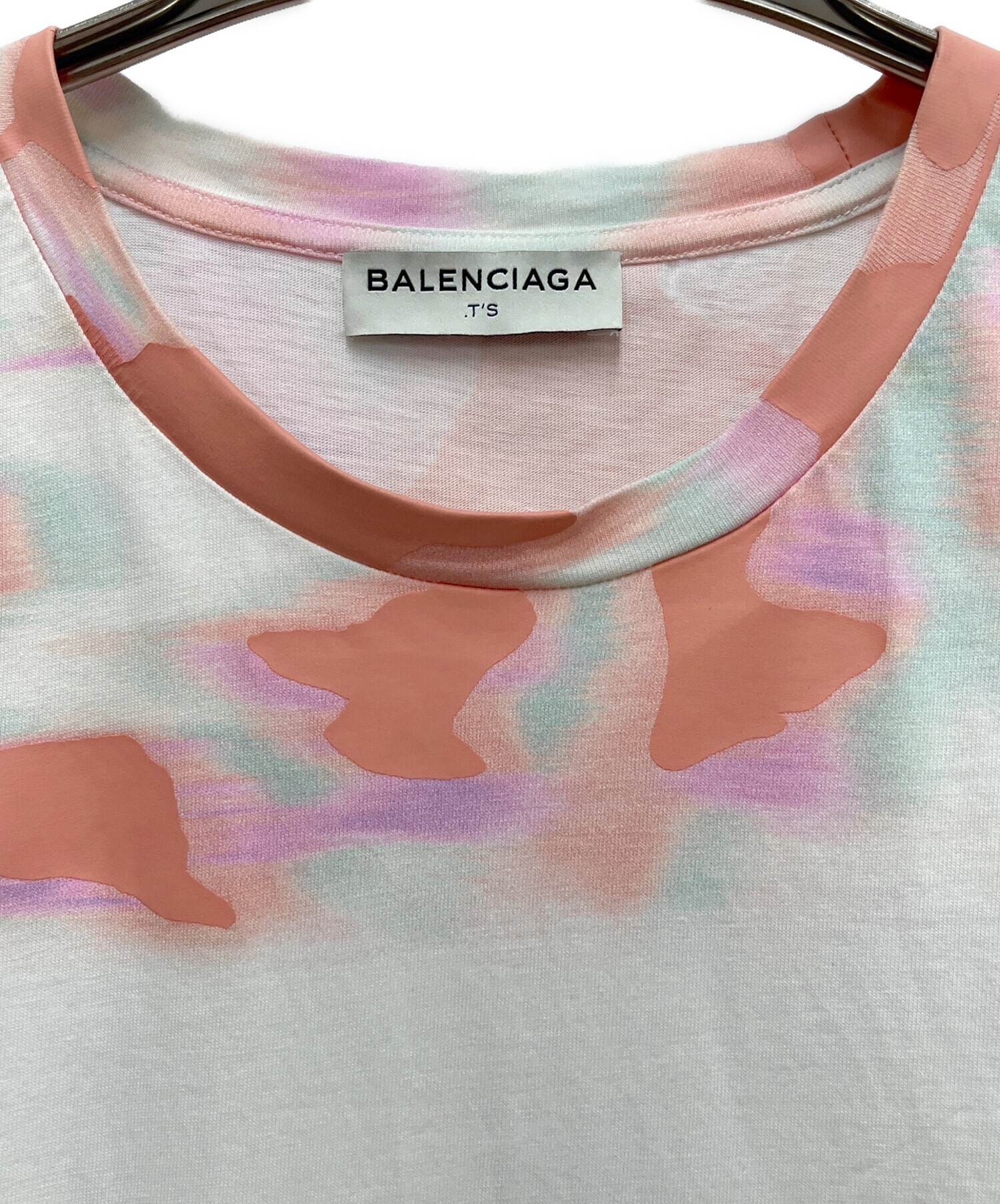 BALENCIAGA (バレンシアガ) ノースリーブカットソー ホワイト×ピンク サイズ:SIZE S