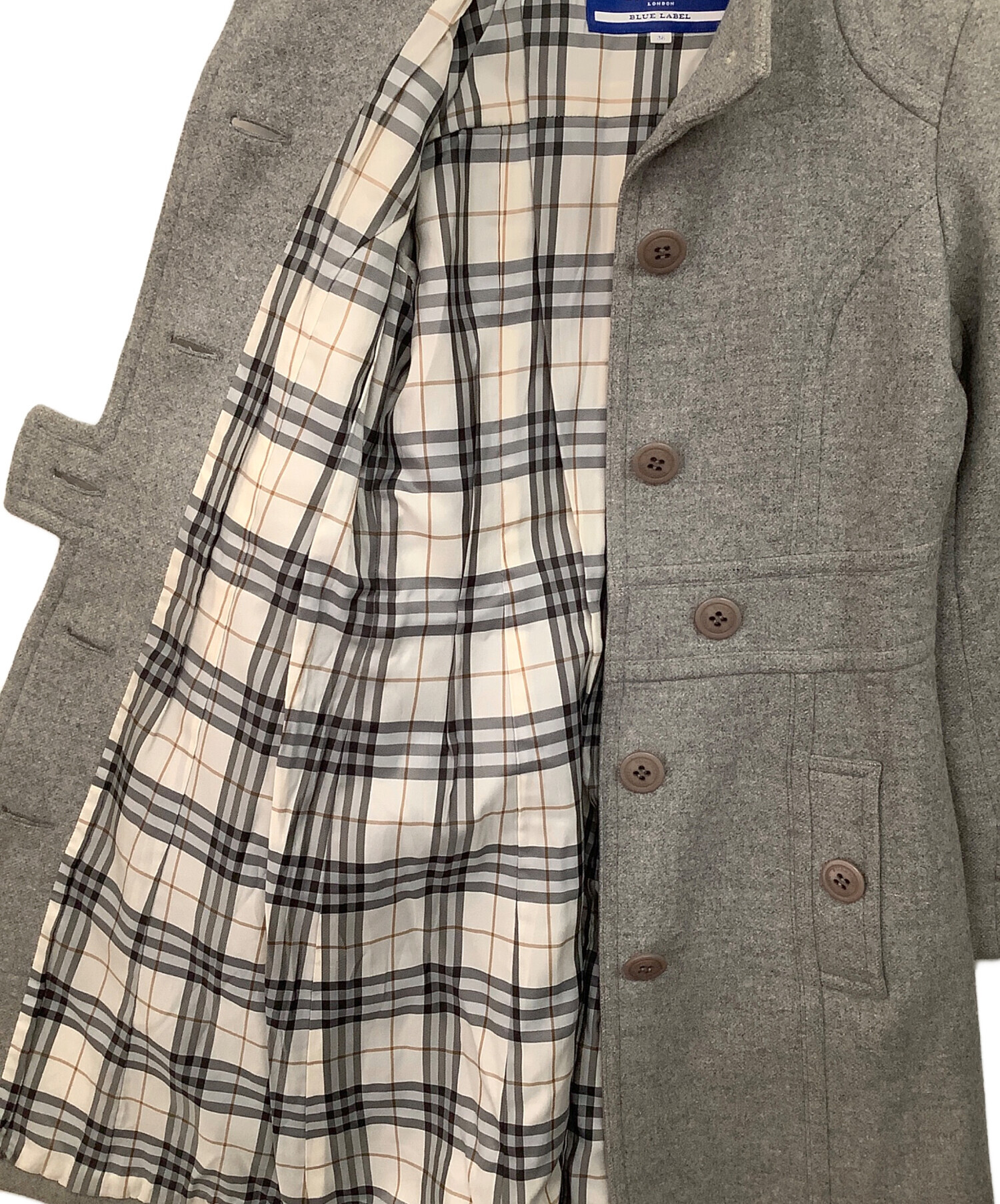 中古・古着通販】BURBERRY BLUE LABEL (バーバリーブルーレーベル) ロングコート グレー サイズ:38｜ブランド・古着通販  トレファク公式【TREFAC FASHION】スマホサイト