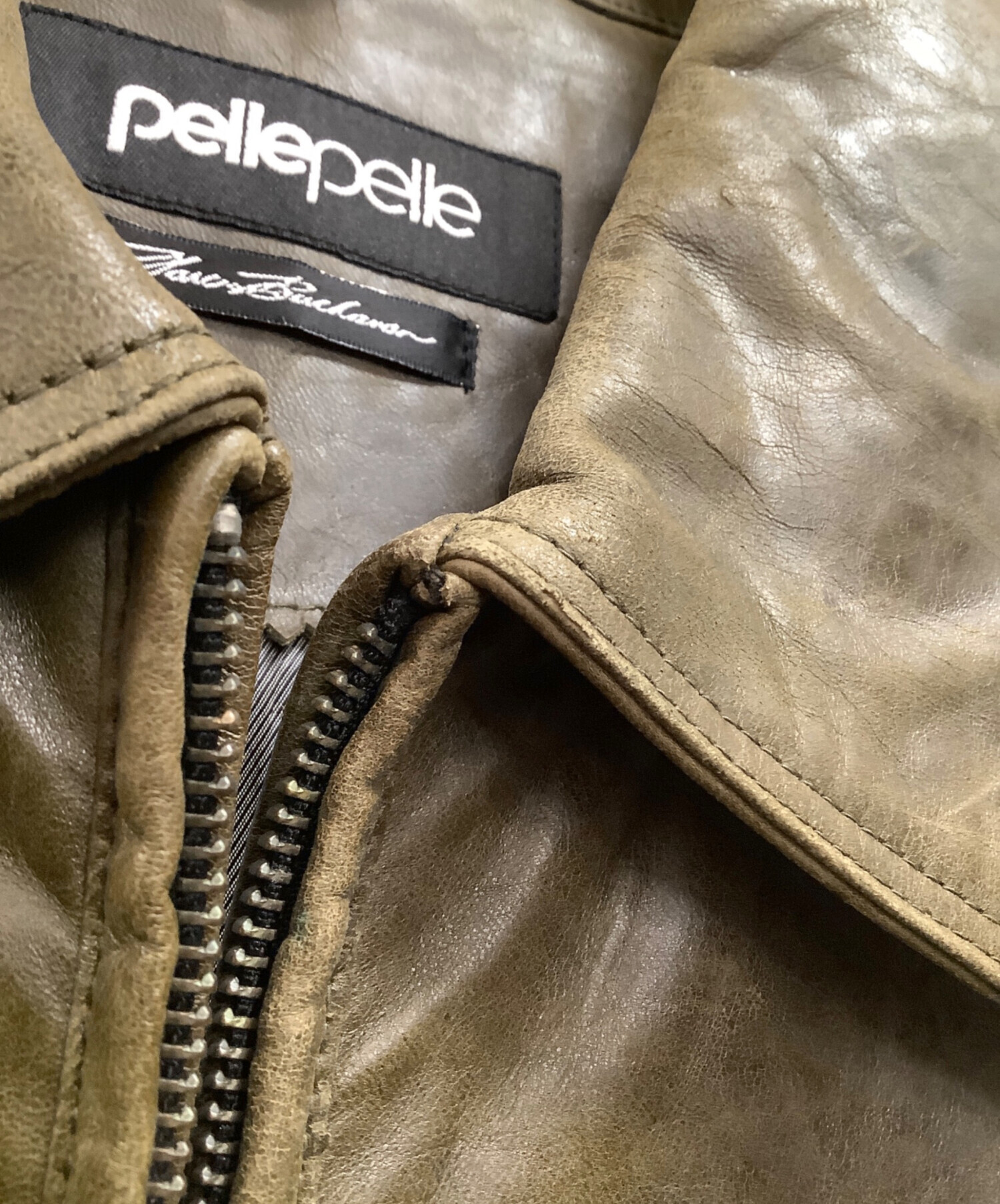 中古・古着通販】pellepelle (ペレペレ) レザージャケット カーキ サイズ:46｜ブランド・古着通販 トレファク公式【TREFAC  FASHION】スマホサイト