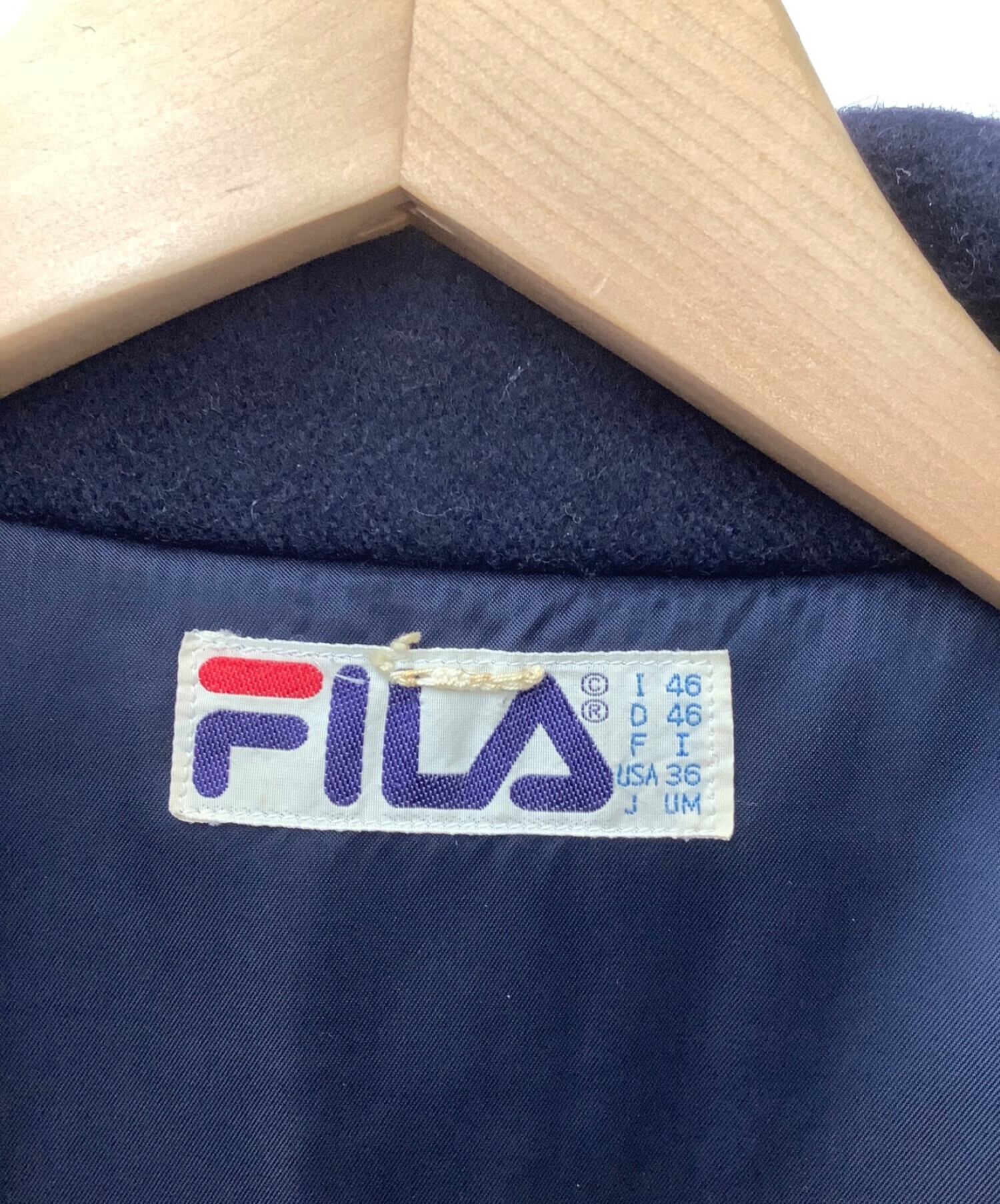 中古・古着通販】FILA (フィラ) ショート丈ウールブルゾン ネイビー