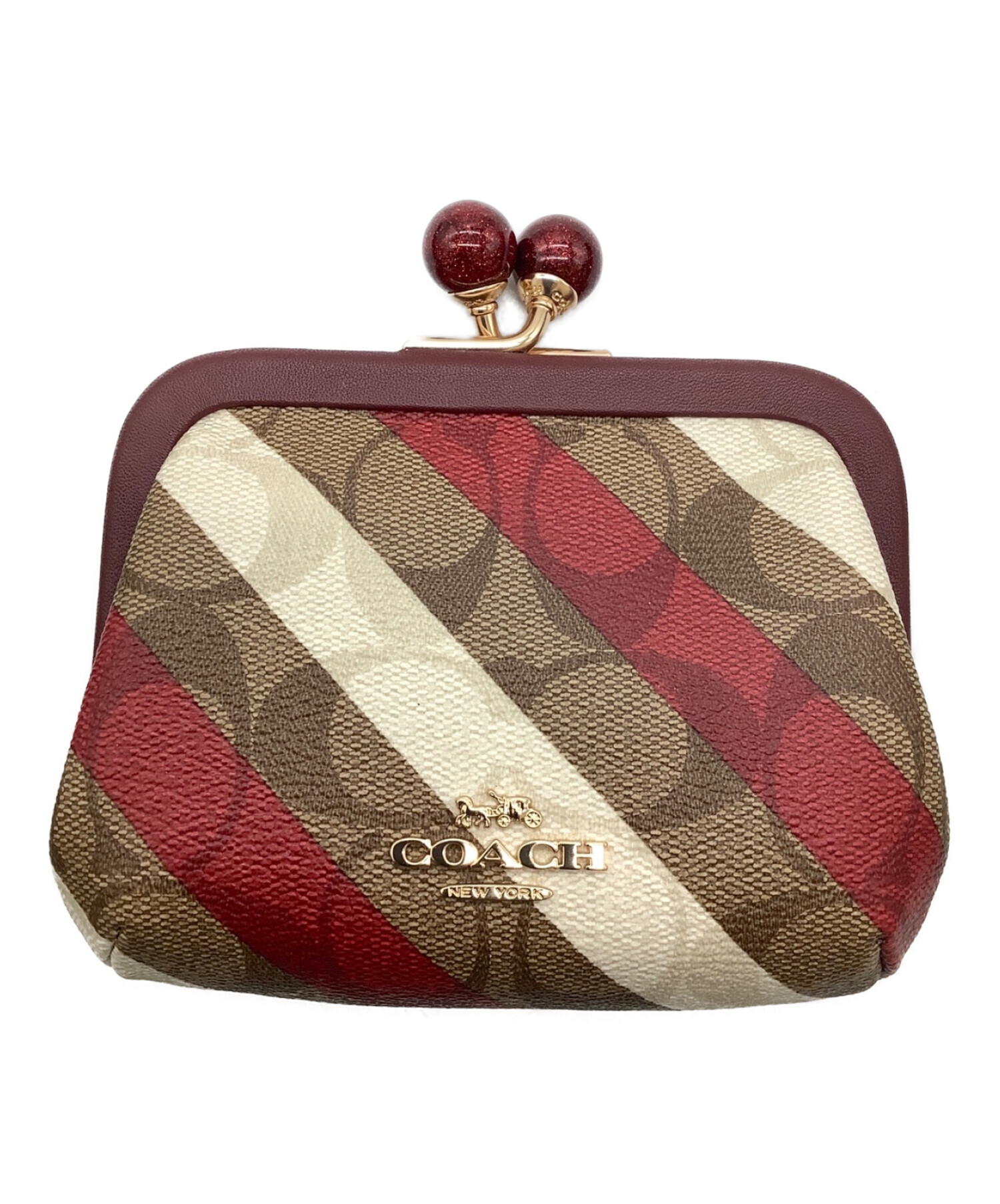 中古・古着通販】COACH (コーチ) がま口財布 レッド×ブラウン ...