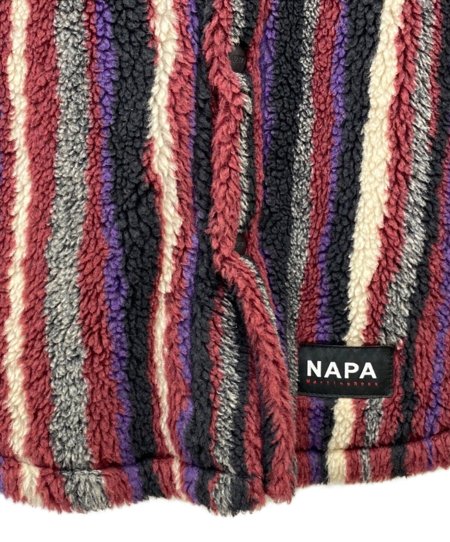NAPA by MARTINE ROSE (ナパ バイ マーティンローズ) ストライプシャツジャケット レッド×ホワイト×パープル サイズ:L