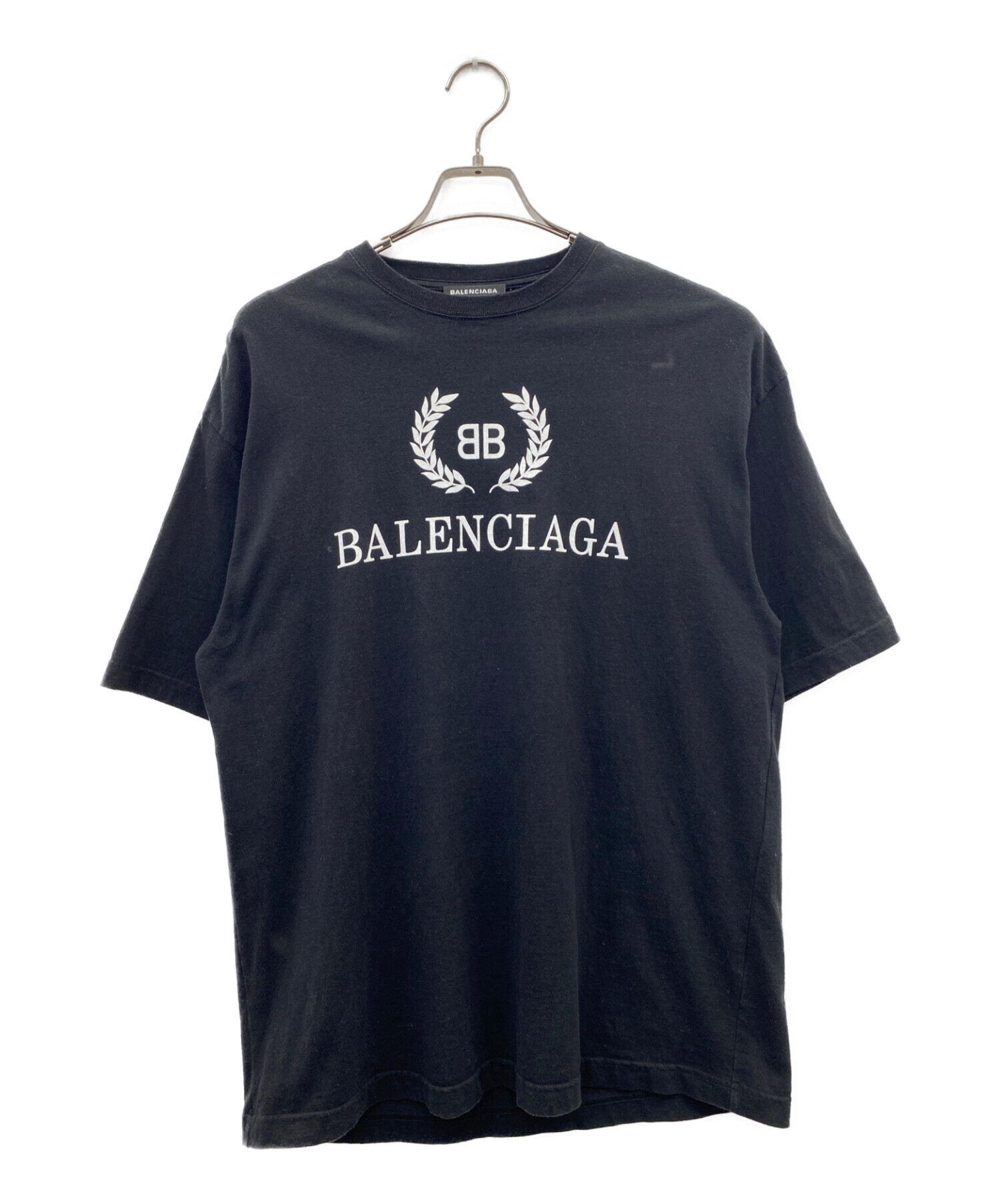 BALENCIAGA (バレンシアガ) BBロゴプリント半袖カットソー ブラック サイズ:XS